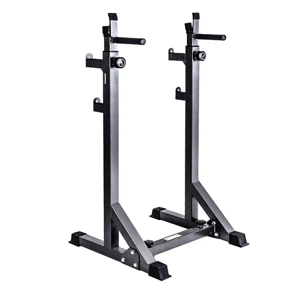 Adjustable Half Squat Rack | Heavy-Duty Barbell Stand with Dip Handles & Safety Spotters | 200KG Capacity for Strength Training