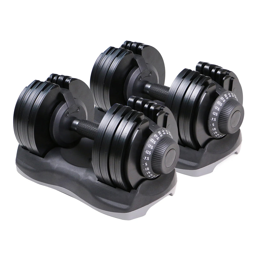 32.5kg Adjustable Dumbbells Pair with 24 Weight Options, Quick Dial Change, Space-Saving Design for Full Body Strength Training in Home Gyms and Studios