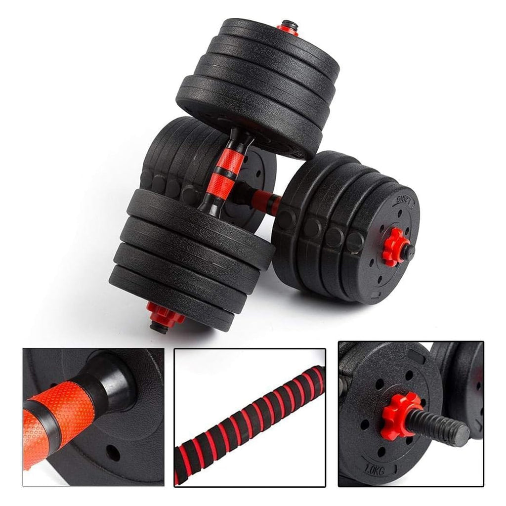 2-in-1 Adjustable Dumbbell & Barbell Set – 20KG / 25KG / 30KG Options with Vinyl Coated Weight Kit & Connector for Home Gym Strength Training