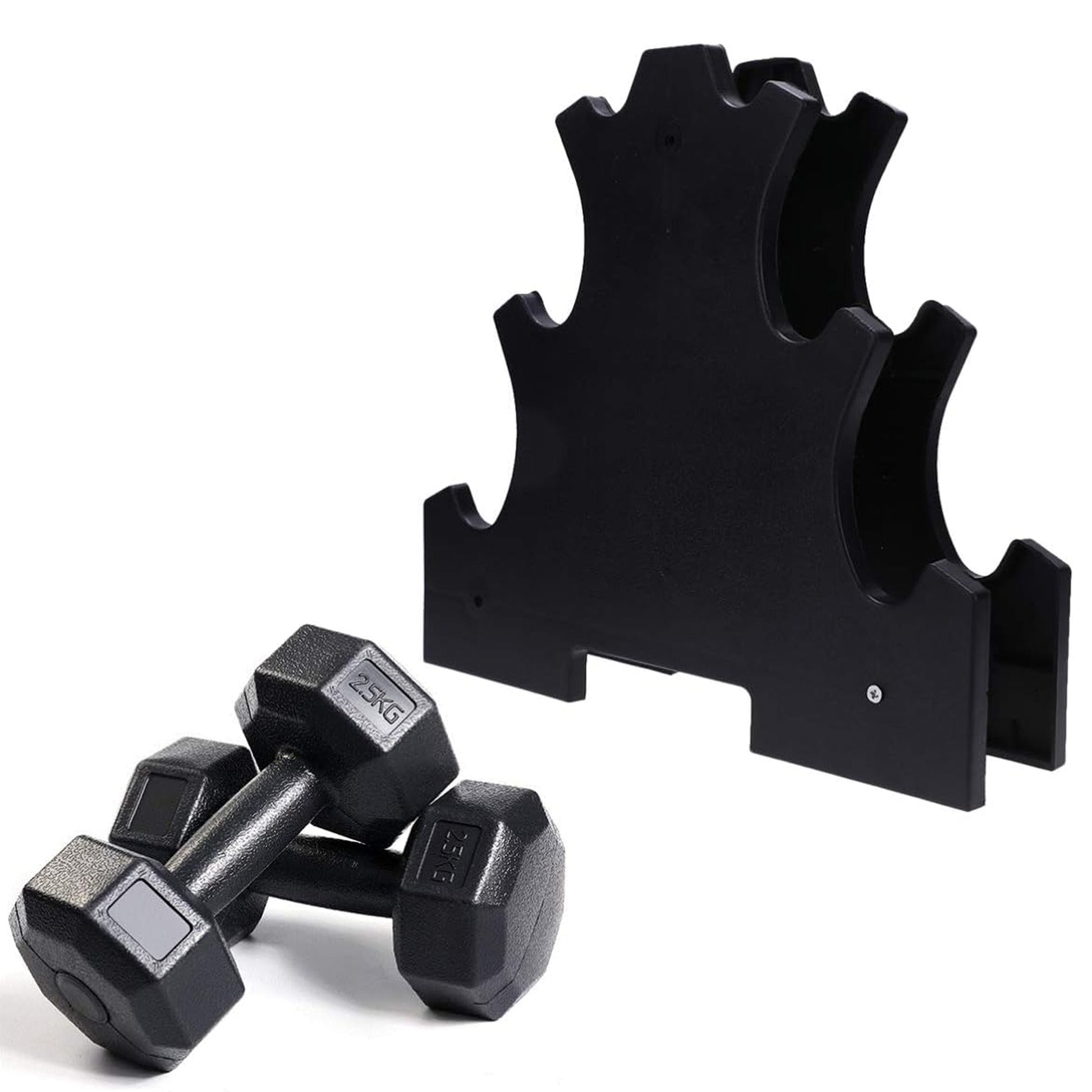 Heavy Duty Neoprene Dumbbell Rack – 3/5 Tier Dumbbell Stand for Space-Saving Home Gym Storage | Dumbbells Optional