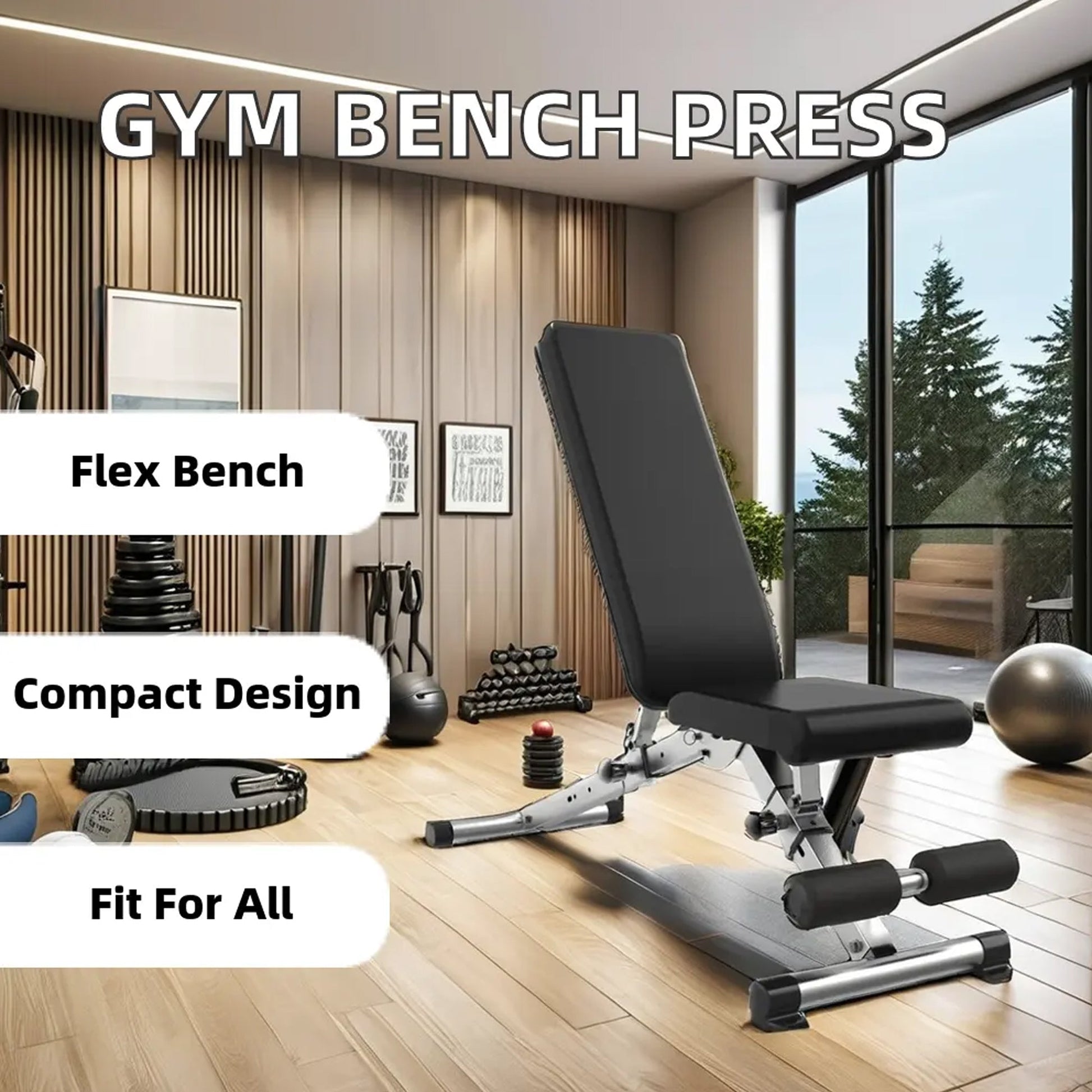Multi-Functional Weight Bench with Barbell Rack & Dip Bars | Home Gym Bench for Core & Strength Training