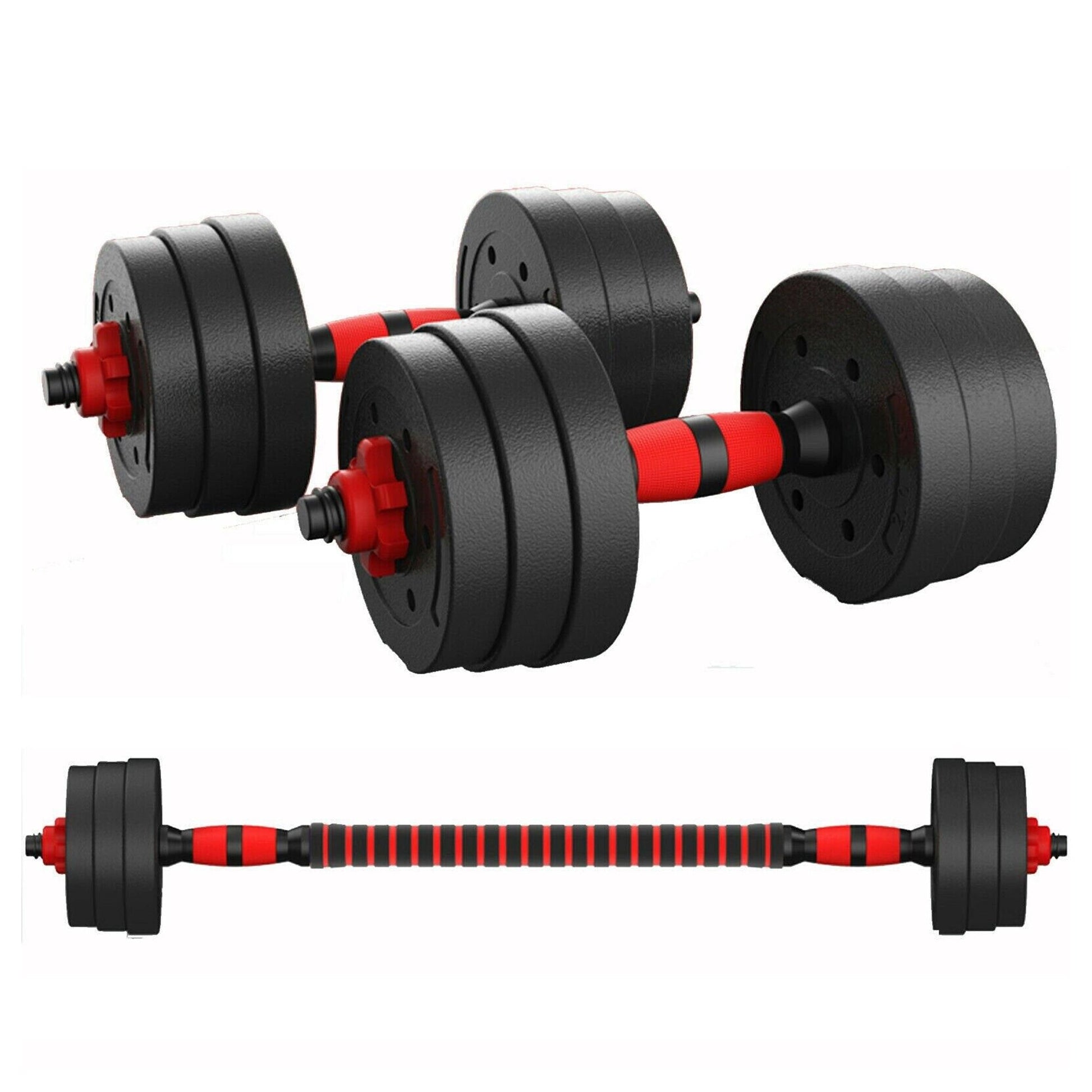 2-in-1 Adjustable Dumbbell & Barbell Set – 20KG / 25KG / 30KG Options with Vinyl Coated Weight Kit & Connector for Home Gym Strength Training