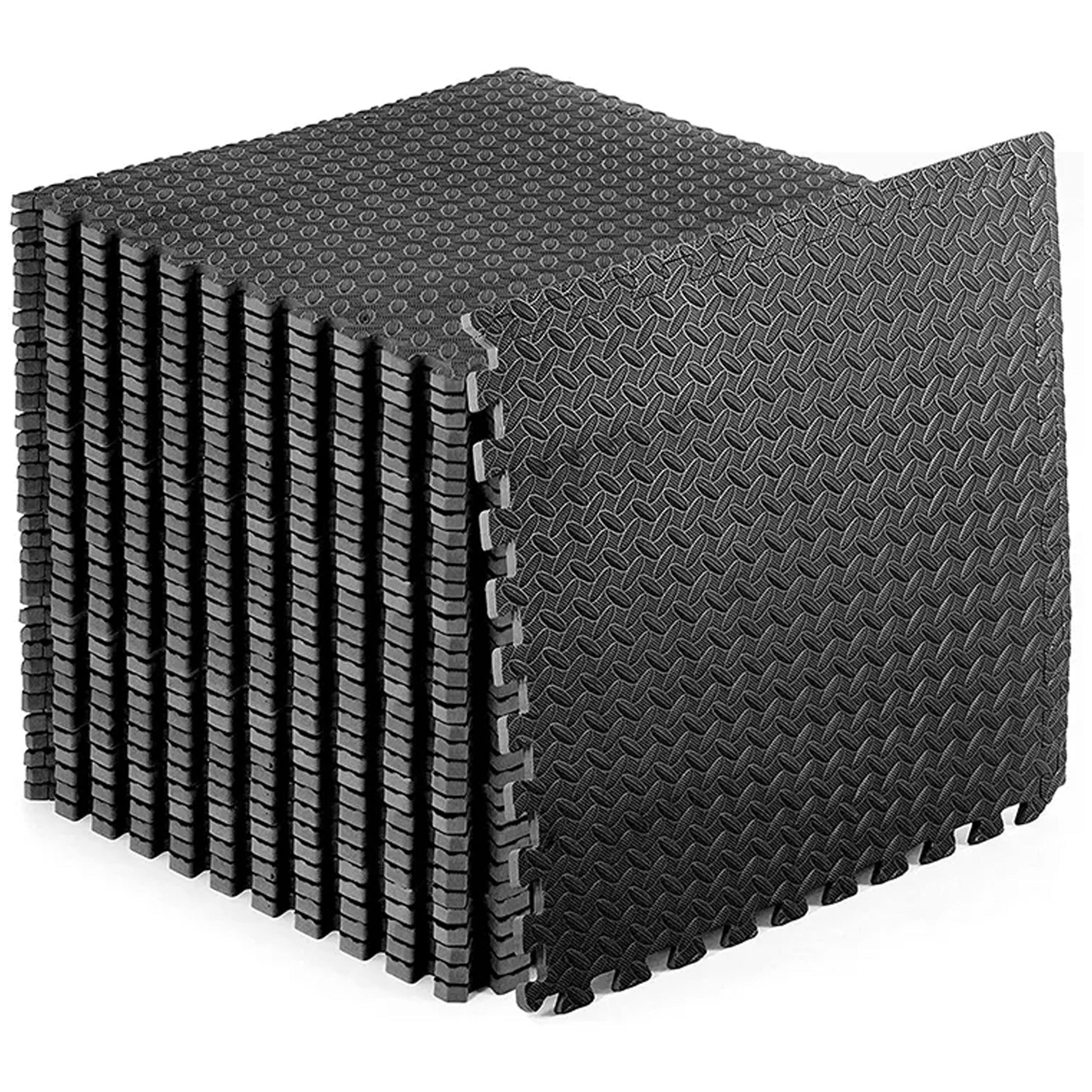 Interlocking EVA Foam Gym Tiles | 10mm Non-Slip Puzzle Flooring for Home & Fitness Spaces | Durable Black Exercise Tiles for Strength & Stability