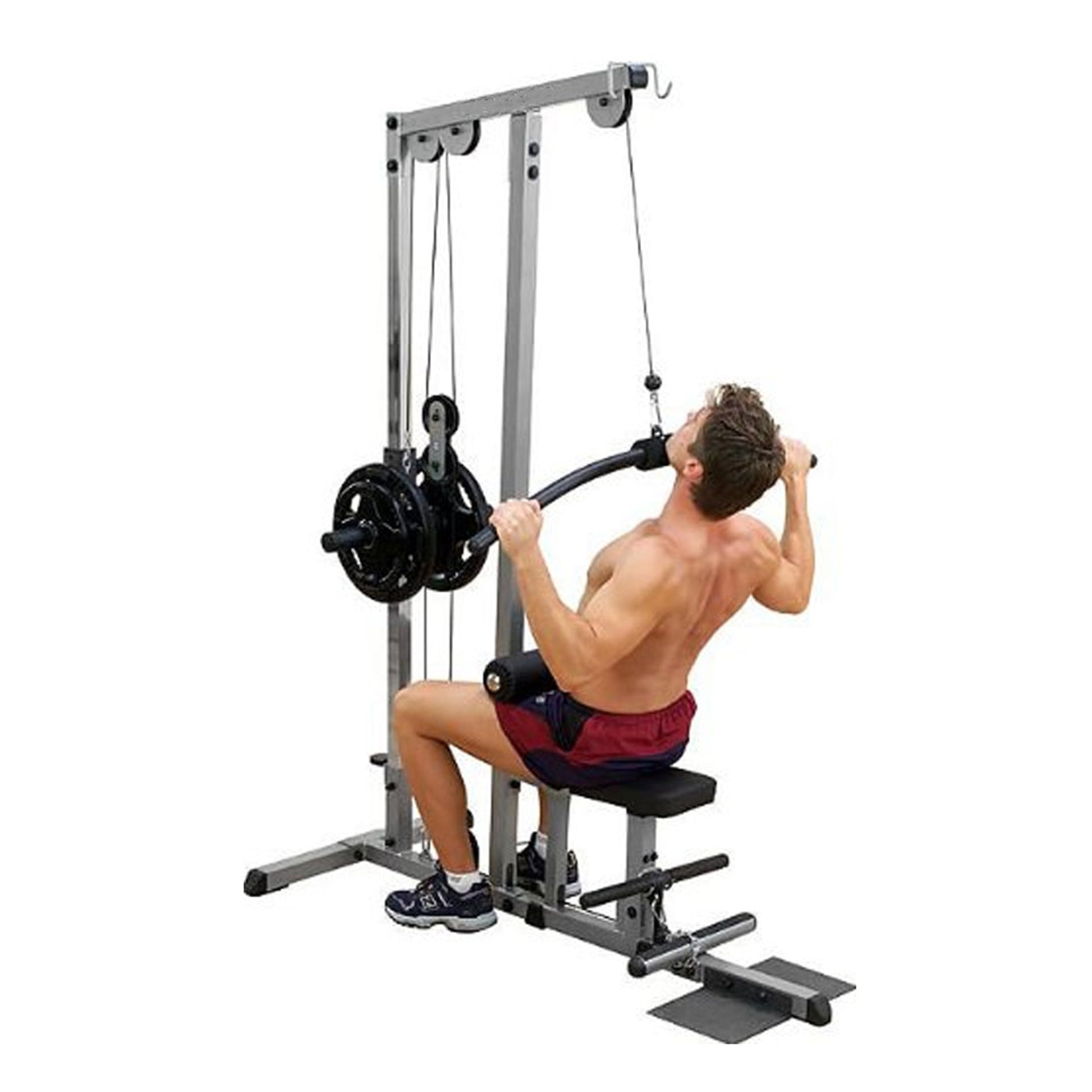 Adjustable LAT Pulldown Machine – Dual Pulley Cable System with Seat for Home Workout Station