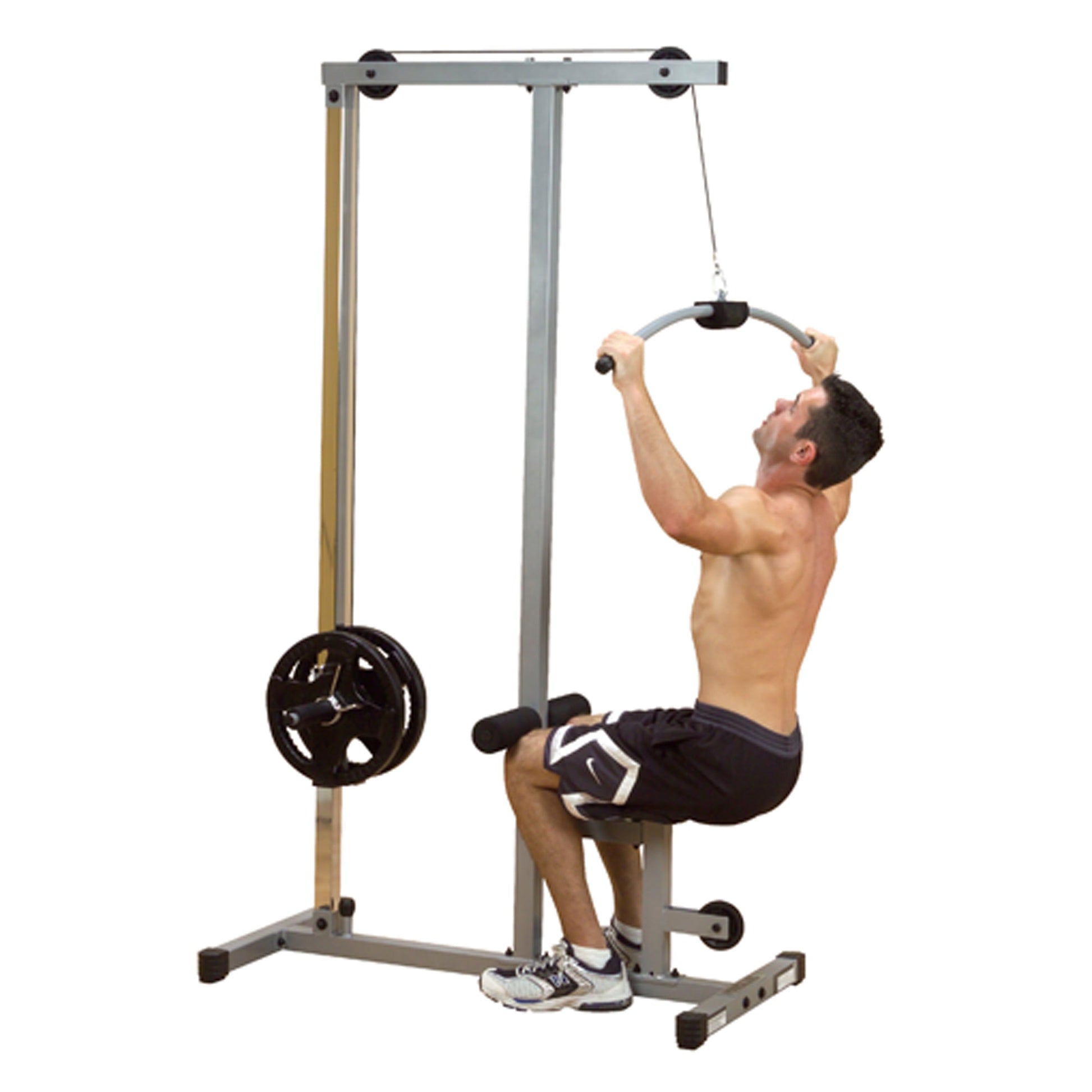 Adjustable LAT Pulldown Machine – Dual Pulley Cable System with Seat for Home Workout Station