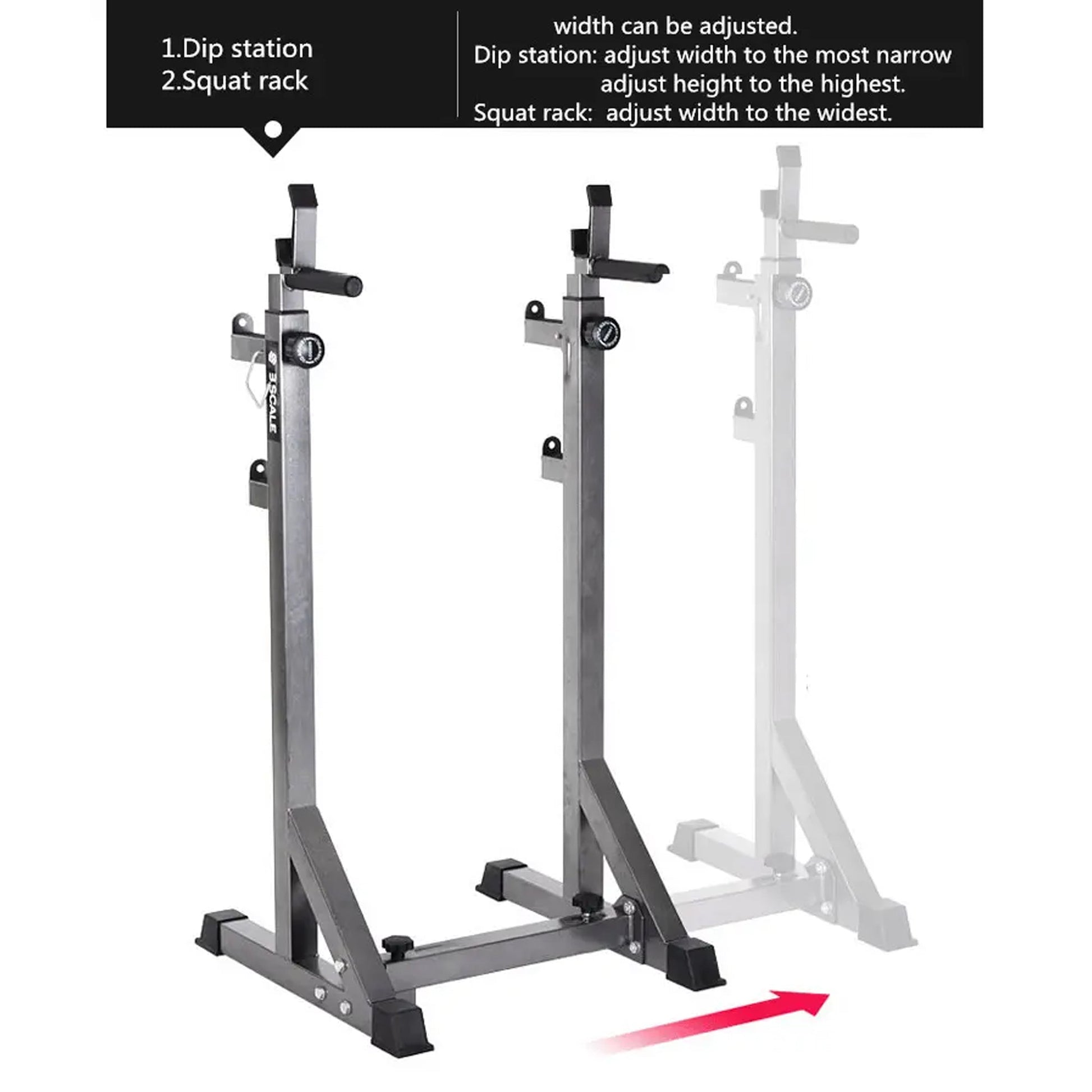 Adjustable Half Squat Rack | Heavy-Duty Barbell Stand with Dip Handles & Safety Spotters | 200KG Capacity for Strength Training