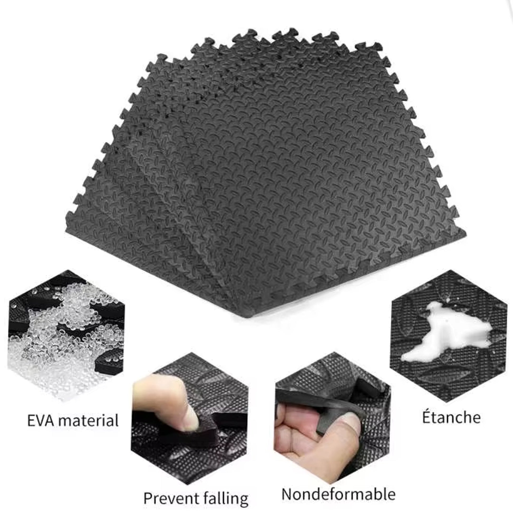 Interlocking EVA Foam Gym Tiles | 10mm Non-Slip Puzzle Flooring for Home & Fitness Spaces | Durable Black Exercise Tiles for Strength & Stability