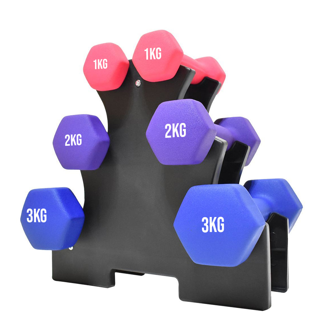 Heavy Duty Neoprene Dumbbell Rack – 3/5 Tier Dumbbell Stand for Space-Saving Home Gym Storage | Dumbbells Optional