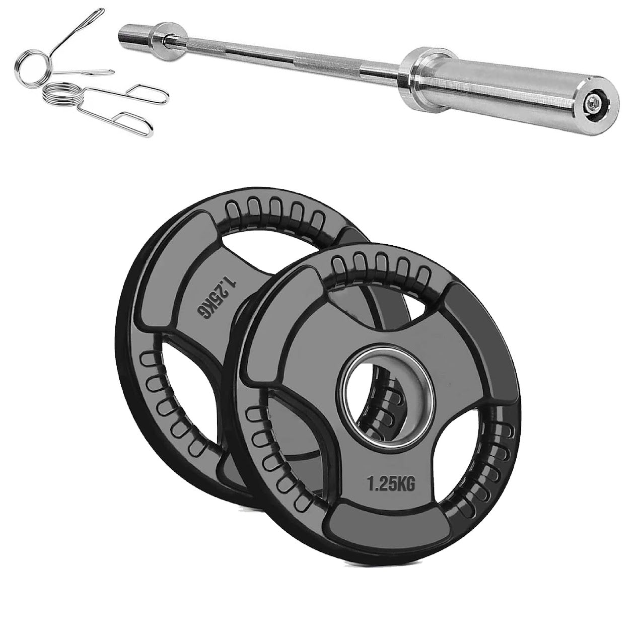Olympic Tri-Grip Weight Plate – 2" Rubber-Coated Cast Iron Plate for Strength & Barbell Workouts | Versatile Grip Design for Lifts & Resistance Training