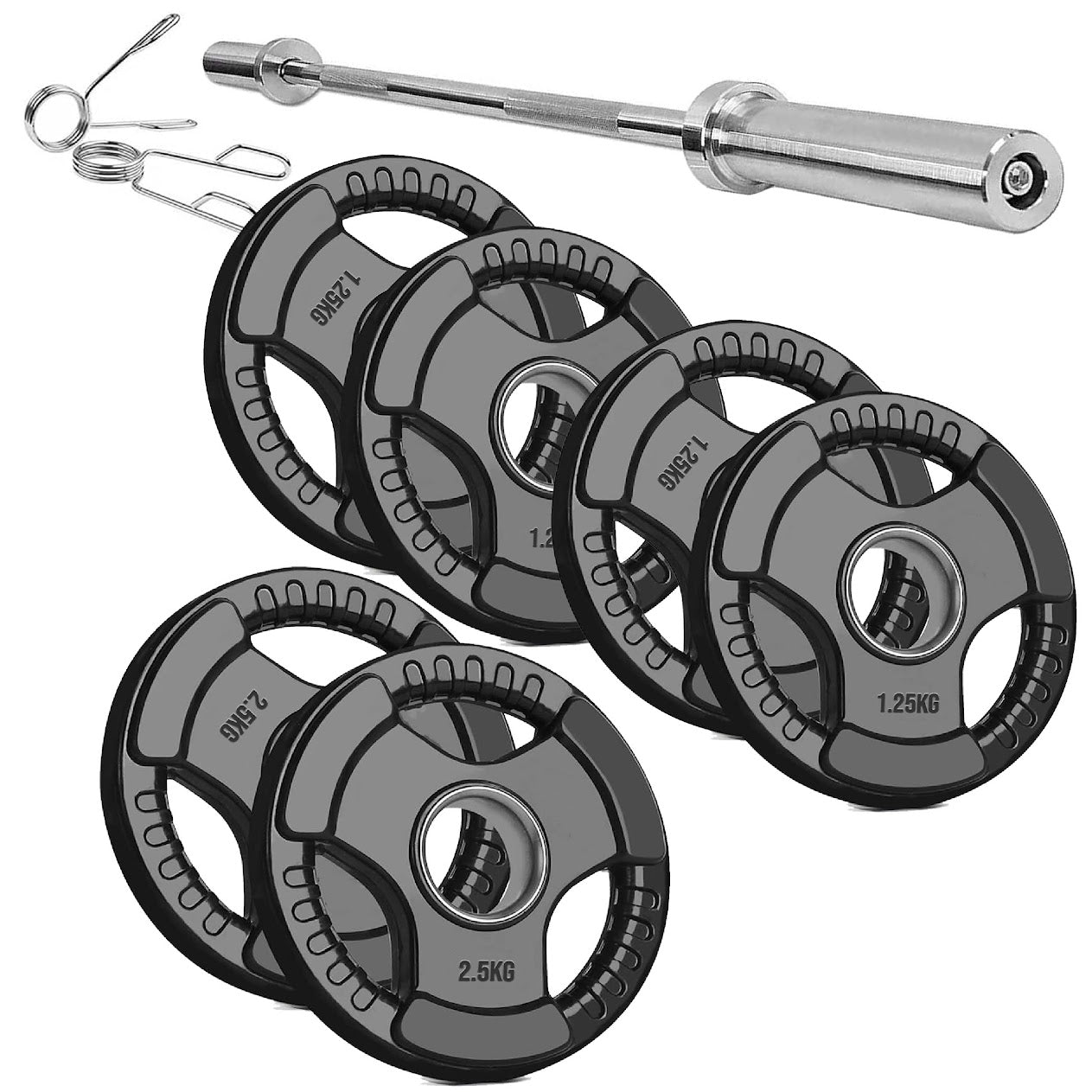 Olympic Tri-Grip Weight Plate – 2" Rubber-Coated Cast Iron Plate for Strength & Barbell Workouts | Versatile Grip Design for Lifts & Resistance Training