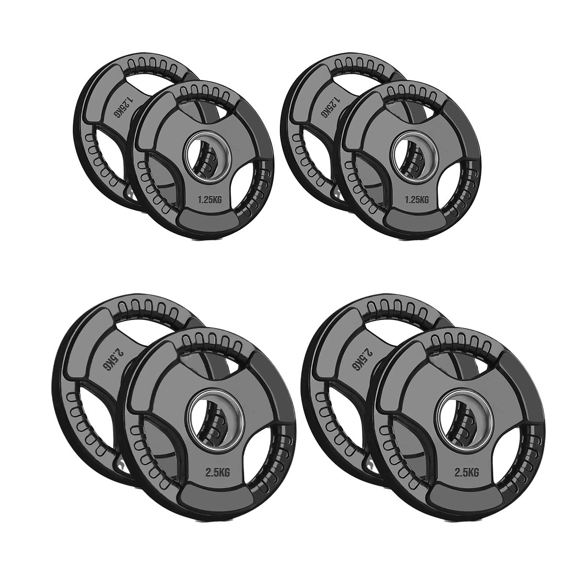 Olympic Tri-Grip Weight Plate – 2" Rubber-Coated Cast Iron Plate for Strength & Barbell Workouts | Versatile Grip Design for Lifts & Resistance Training