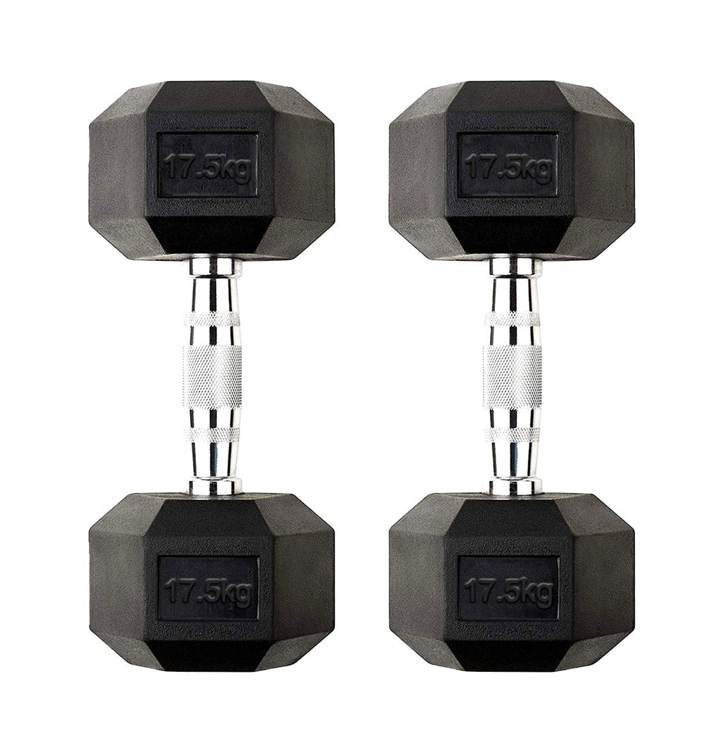 Hex Dumbbell Pairs & Sets 2.5kg–60kg – Rubber-Coated, Anti-Roll Weights with Rack Option – Home Gym Strength Training Dumbbell Set UK
