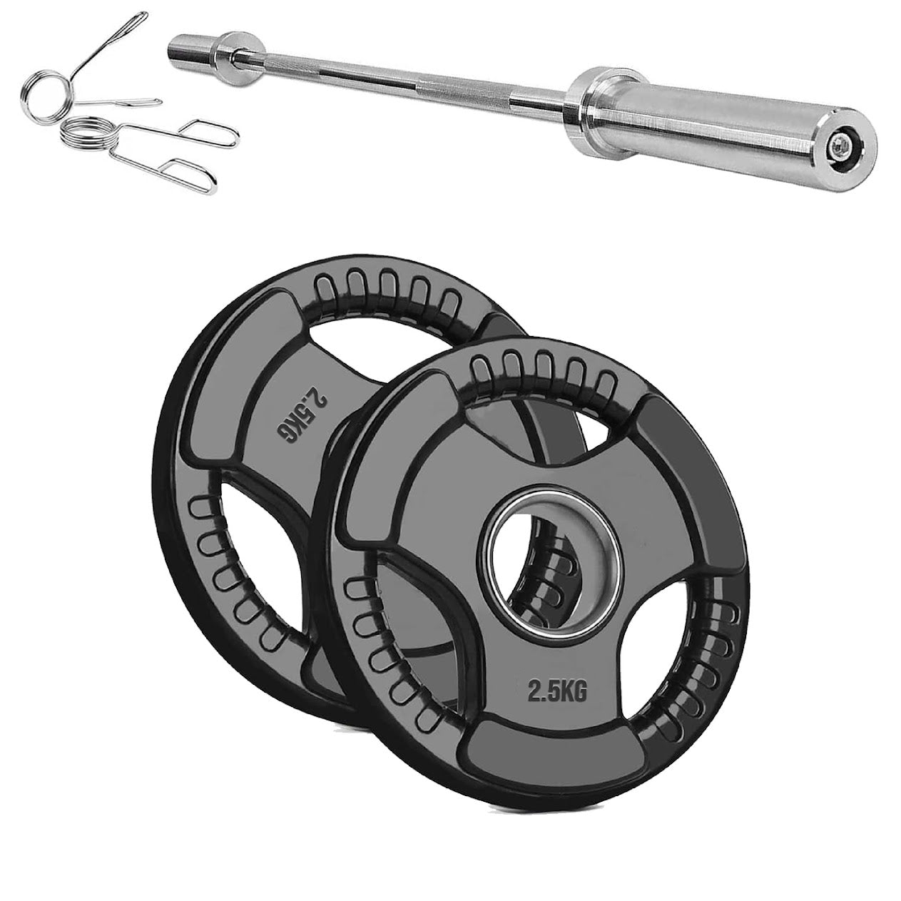Olympic Tri-Grip Weight Plate – 2" Rubber-Coated Cast Iron Plate for Strength & Barbell Workouts | Versatile Grip Design for Lifts & Resistance Training