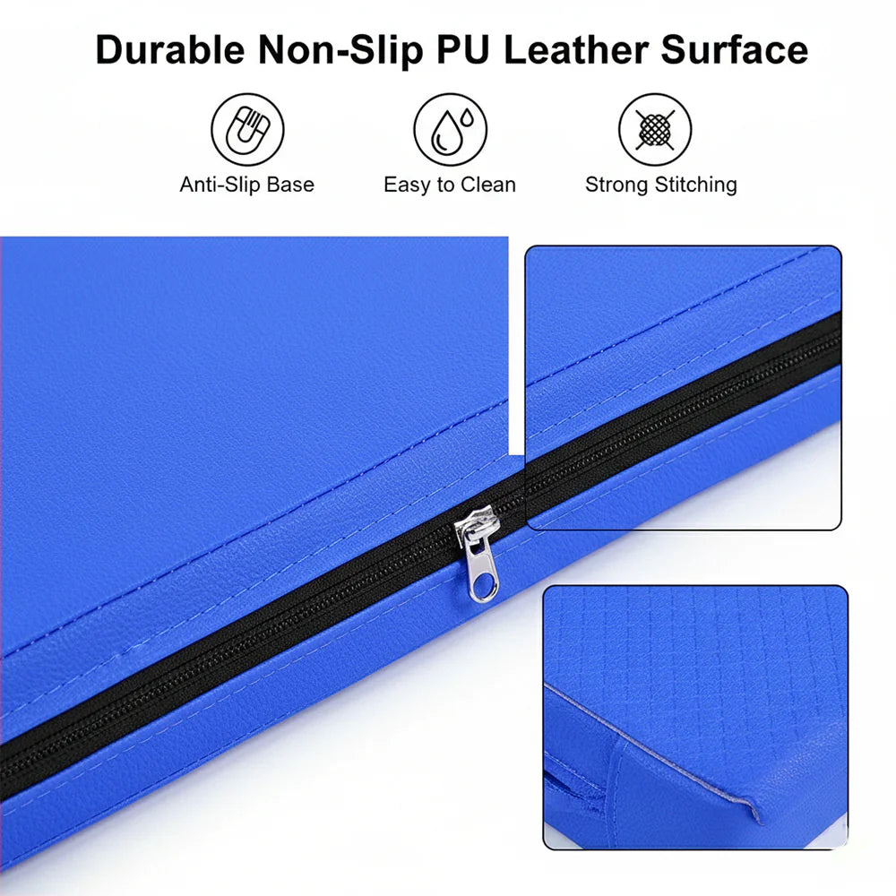 Tri Folding Yoga Mat 6FT Extra Thick 5cm PU Leather Foam Gym Crash Mat with Carry Handles Non Slip