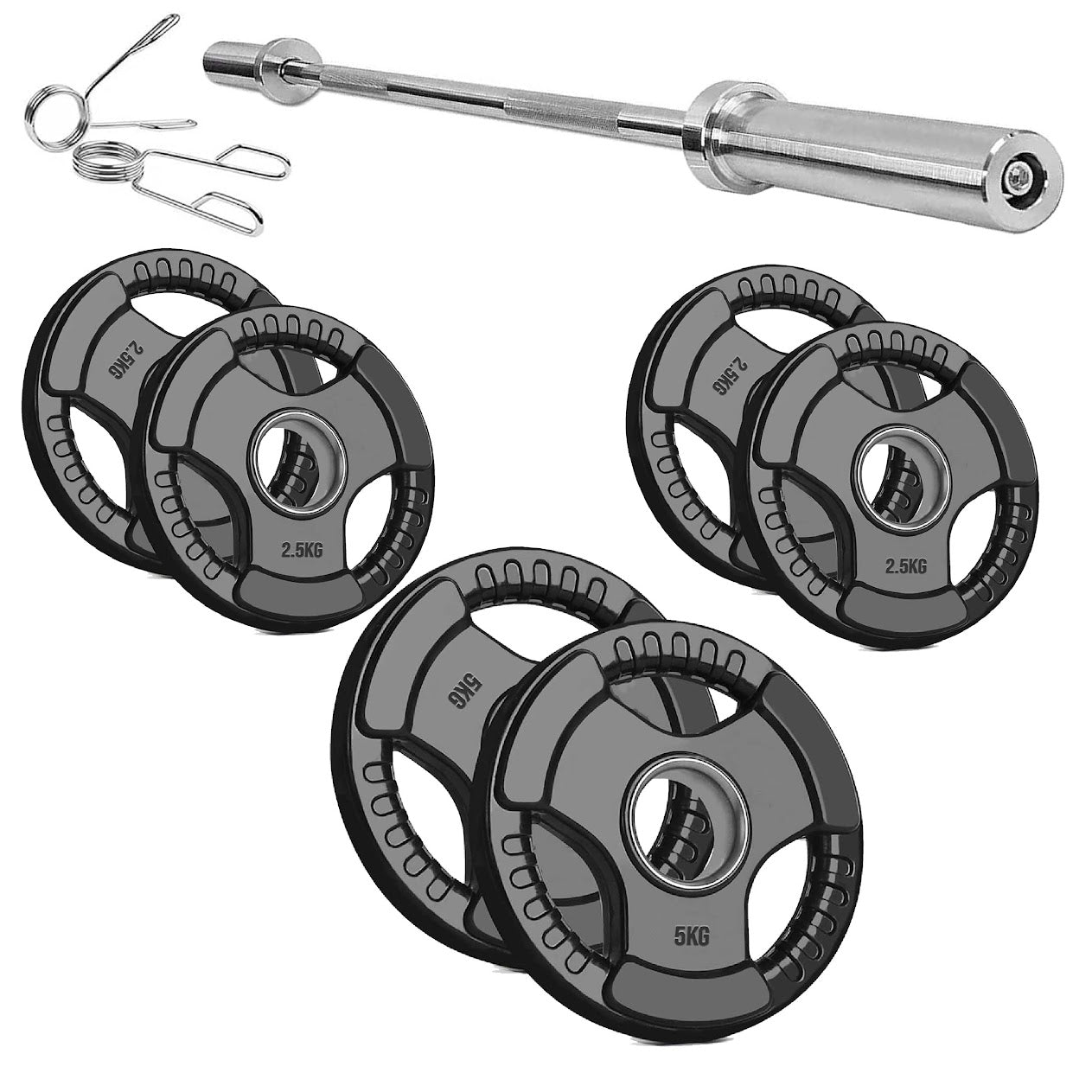 Olympic Tri-Grip Weight Plate – 2" Rubber-Coated Cast Iron Plate for Strength & Barbell Workouts | Versatile Grip Design for Lifts & Resistance Training