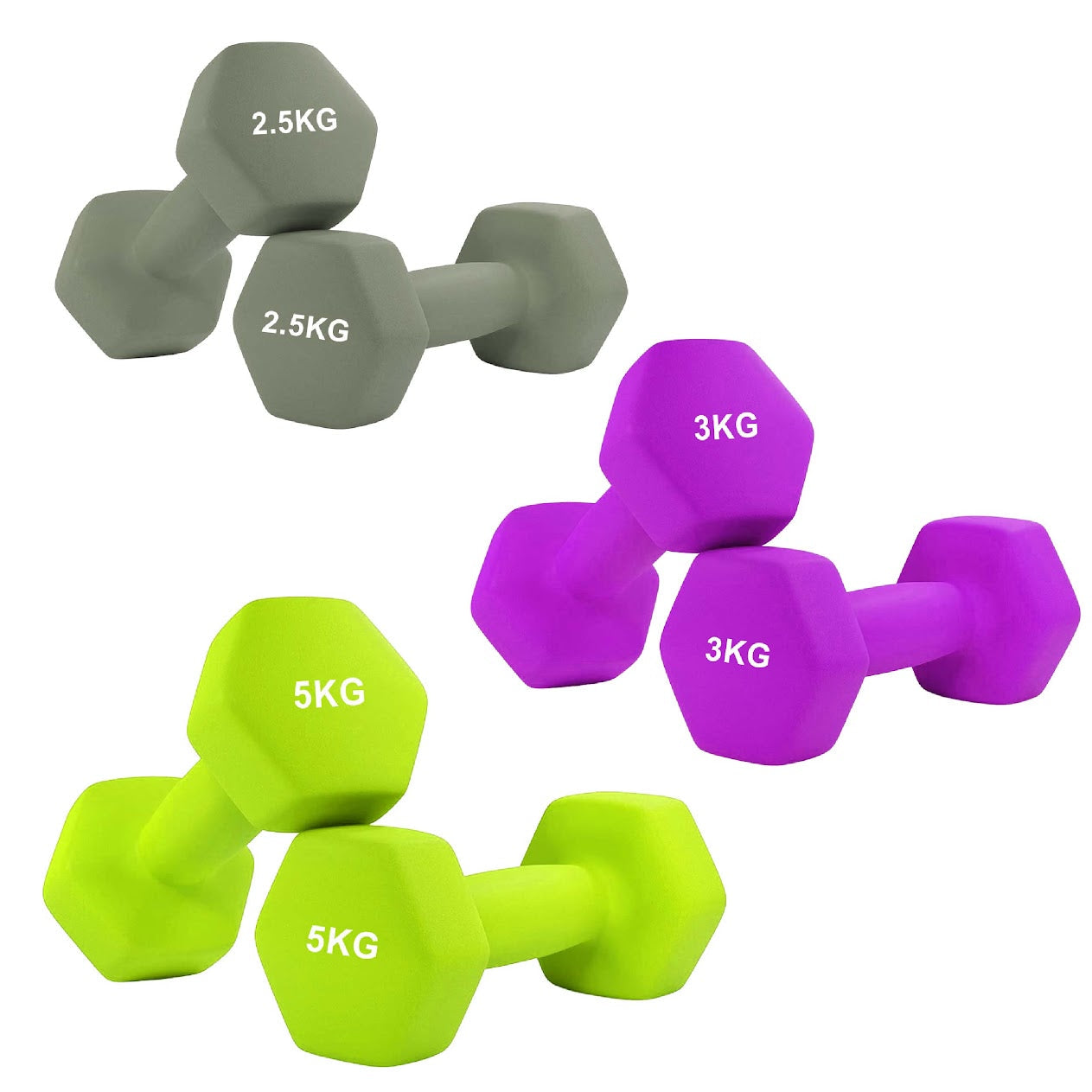 Neoprene Hex Dumbbells with Anti-Roll Design | Non-Slip Hand Weights for Home & Gym | Sold as Singles, Pairs, or Complete Sets | Comfortable Grip & Durable Coating