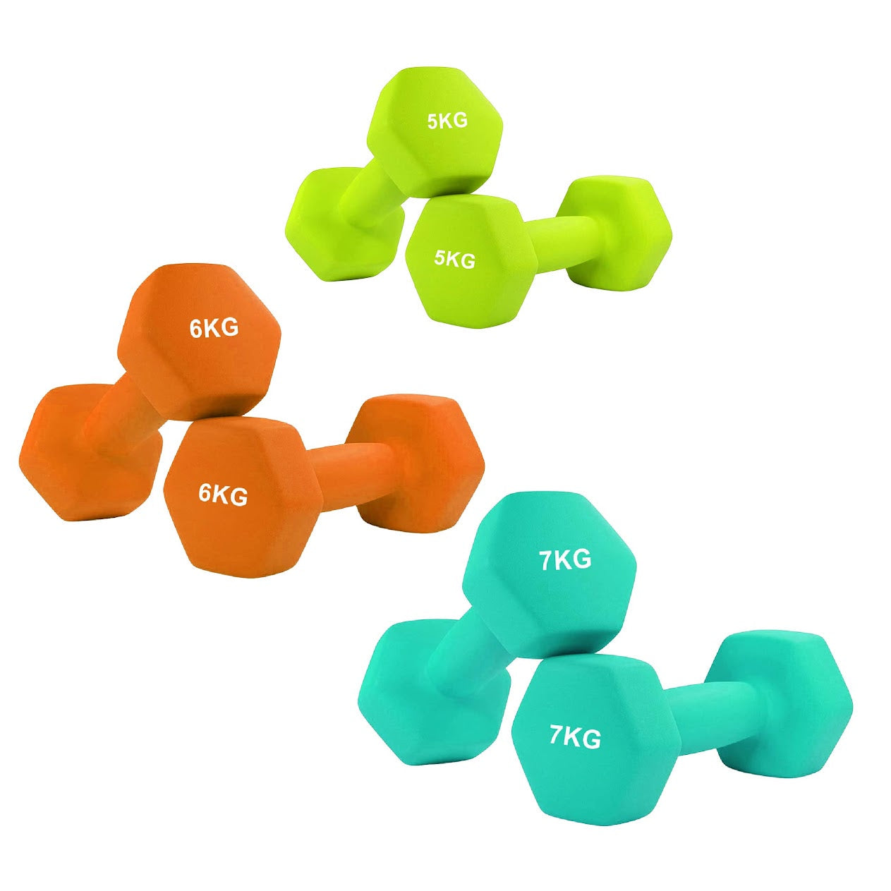 Neoprene Hex Dumbbells with Anti-Roll Design | Non-Slip Hand Weights for Home & Gym | Sold as Singles, Pairs, or Complete Sets | Comfortable Grip & Durable Coating
