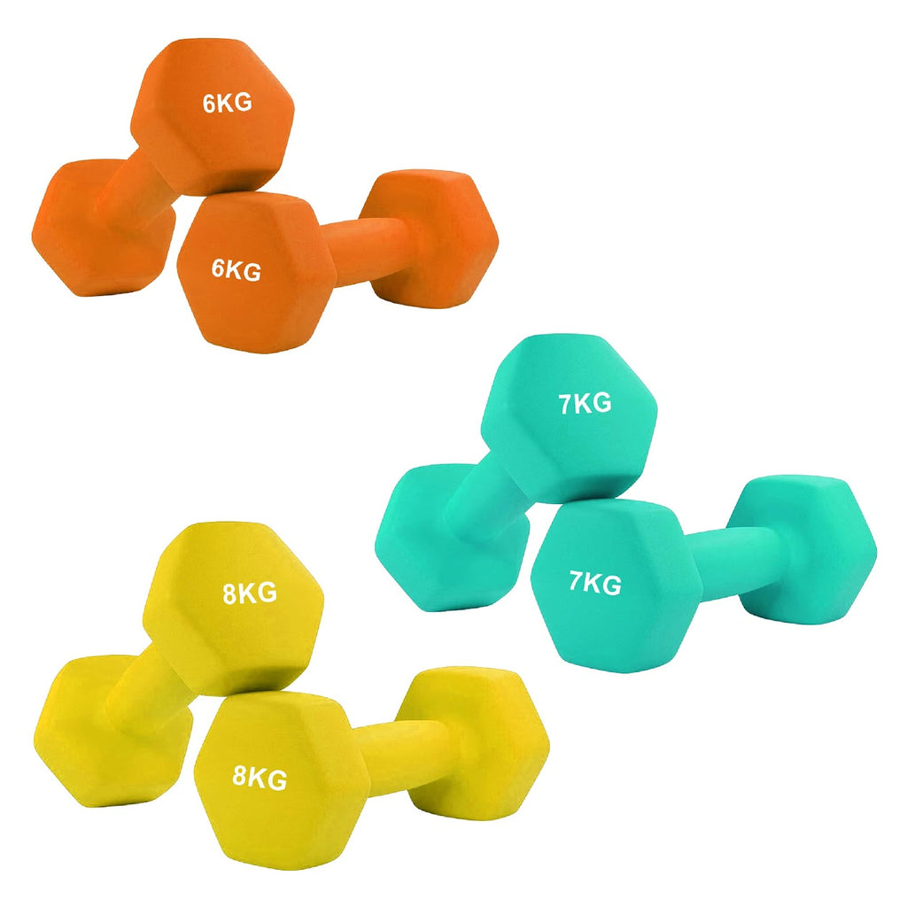 Neoprene Hex Dumbbells with Anti-Roll Design | Non-Slip Hand Weights for Home & Gym | Sold as Singles, Pairs, or Complete Sets | Comfortable Grip & Durable Coating