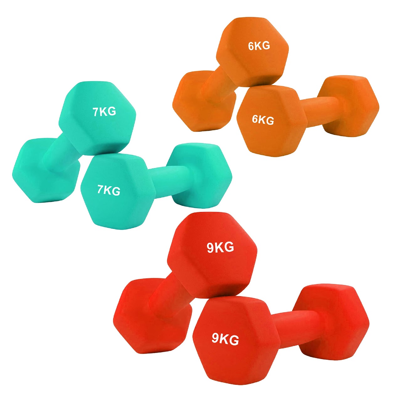 Neoprene Hex Dumbbells with Anti-Roll Design | Non-Slip Hand Weights for Home & Gym | Sold as Singles, Pairs, or Complete Sets | Comfortable Grip & Durable Coating