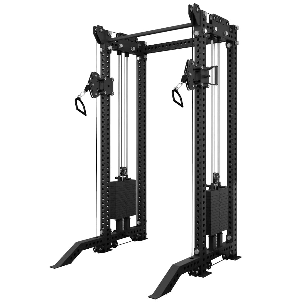 Full Body Power Cage Trainer with Pulley Crossover & Weight Stack Plates