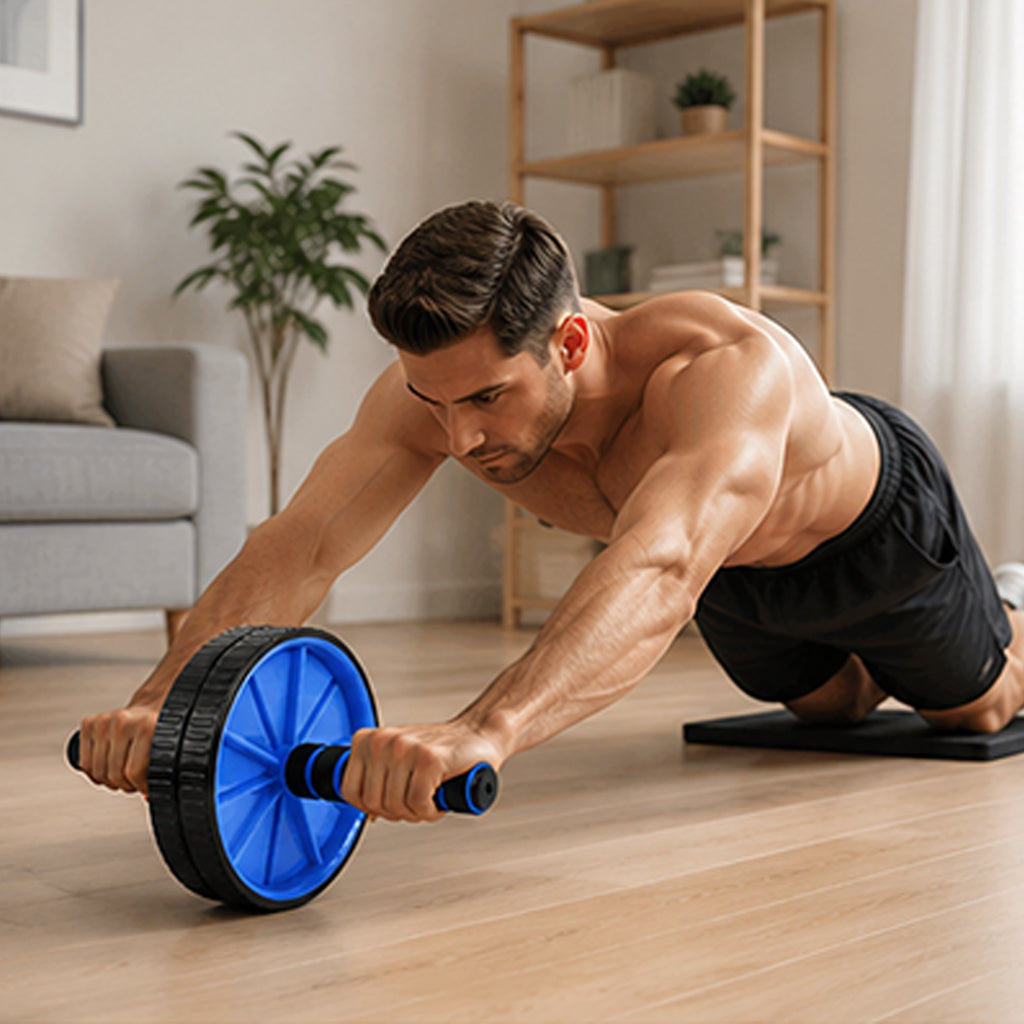 Dual Wheel AB Roller Set with Mat - Core Workout Trainer for Home Fitness & Stability Training