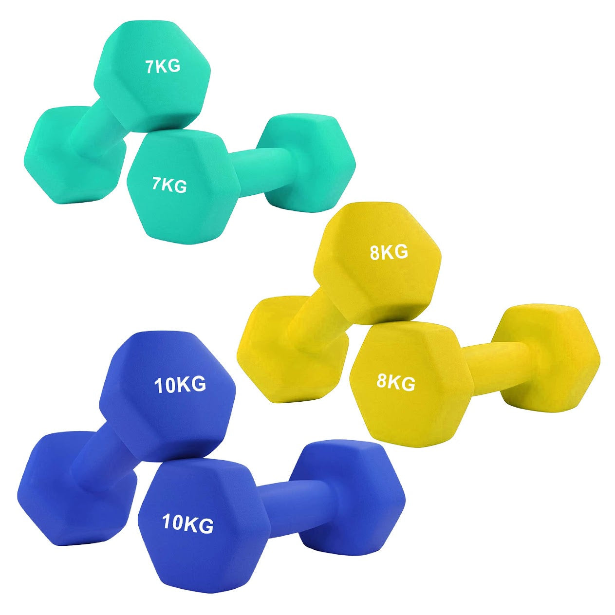 Neoprene Hex Dumbbells with Anti-Roll Design | Non-Slip Hand Weights for Home & Gym | Sold as Singles, Pairs, or Complete Sets | Comfortable Grip & Durable Coating