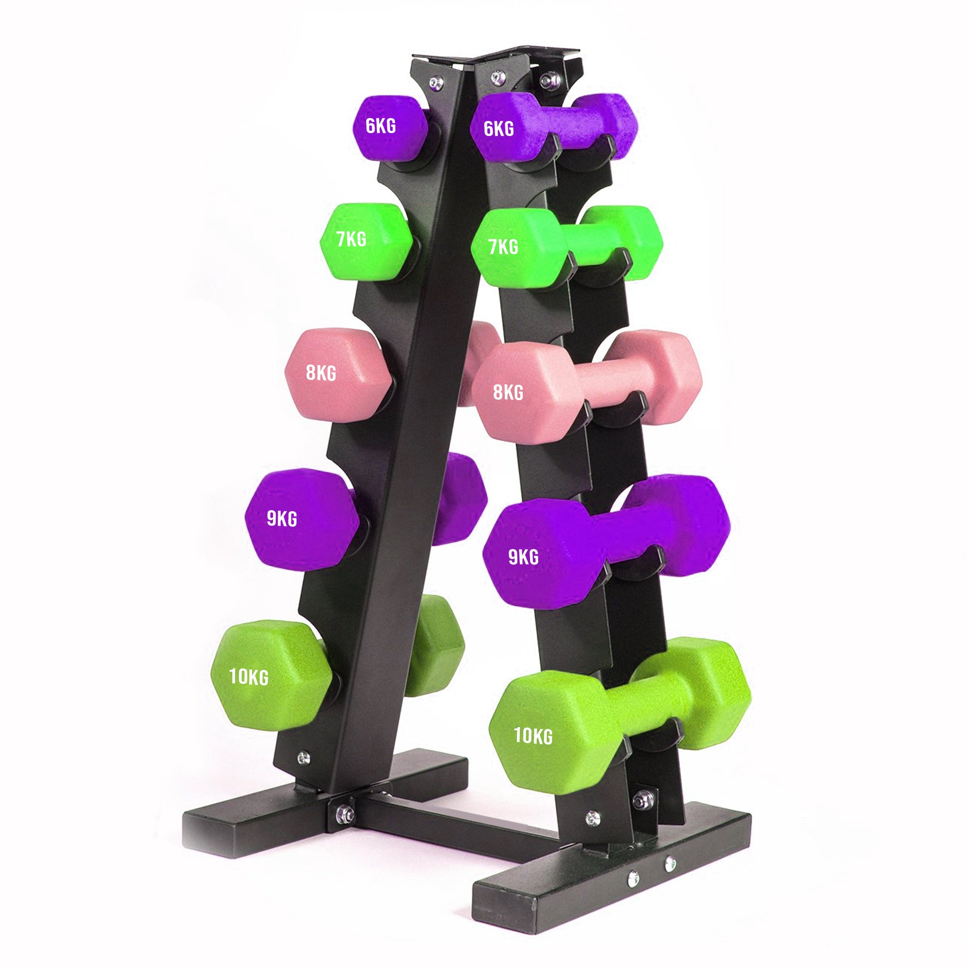 Heavy Duty Neoprene Dumbbell Rack – 3/5 Tier Dumbbell Stand for Space-Saving Home Gym Storage | Dumbbells Optional