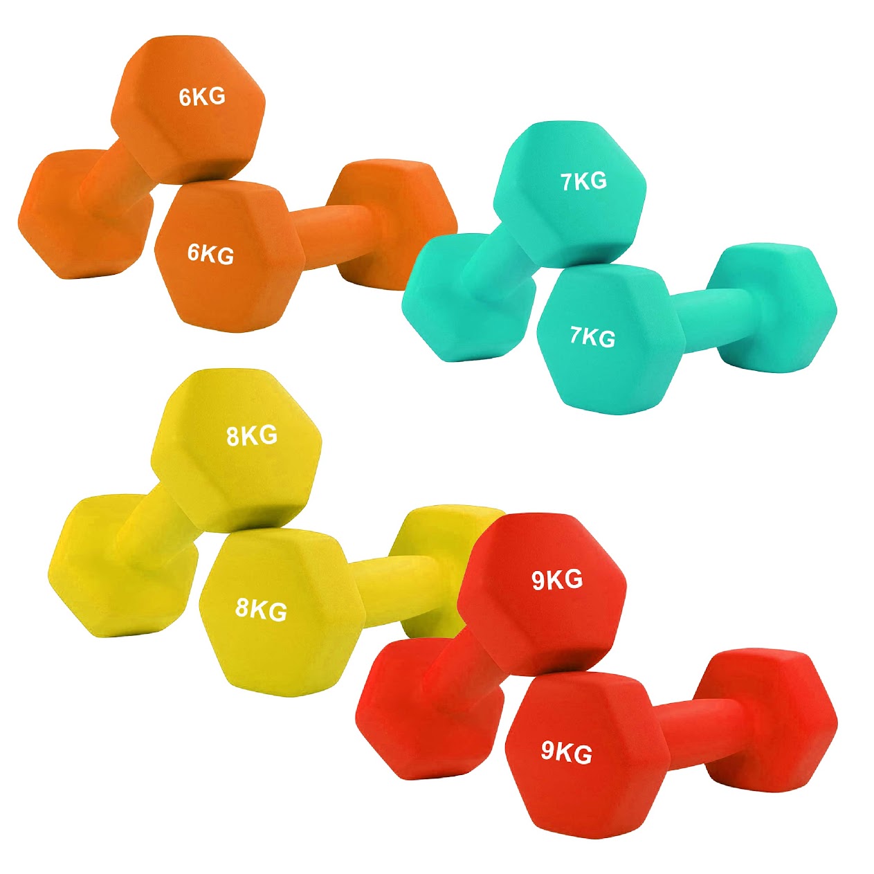 Neoprene Hex Dumbbells with Anti-Roll Design | Non-Slip Hand Weights for Home & Gym | Sold as Singles, Pairs, or Complete Sets | Comfortable Grip & Durable Coating