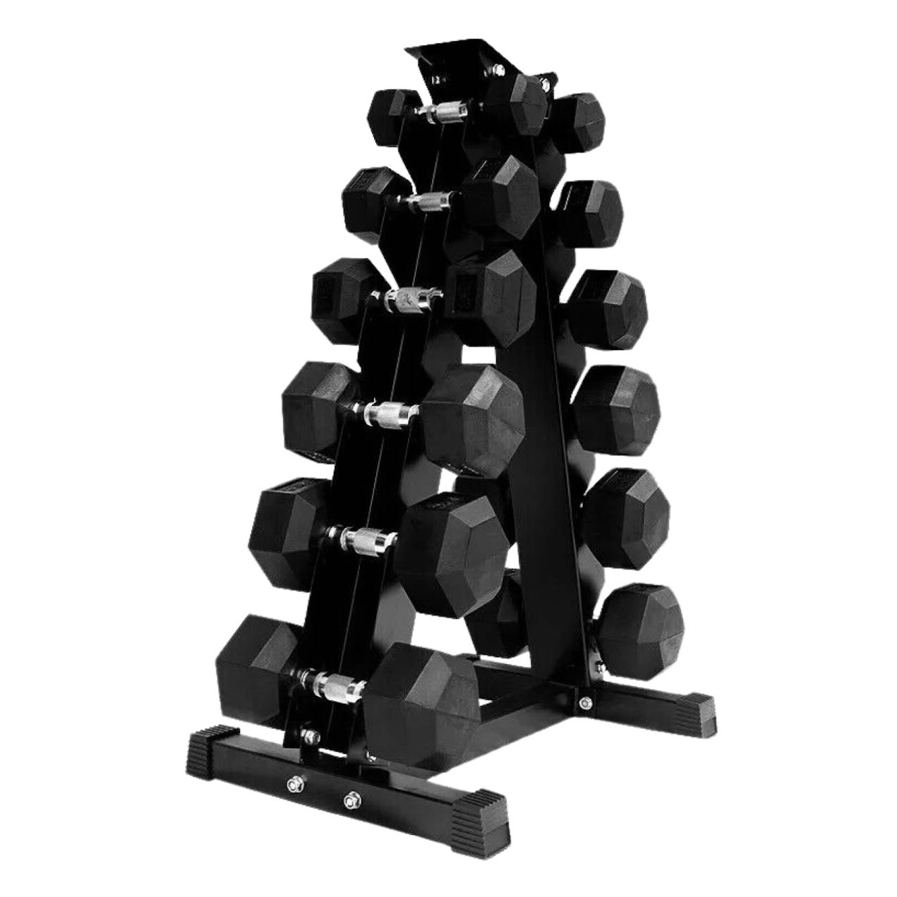Build strength with 6-Pair Hex Dumbbells (2.5kg–15kg) – Rubber-Coated, Anti-Roll Weights with Optional Vertical Rack for Compact Storage & Home Gym Workouts