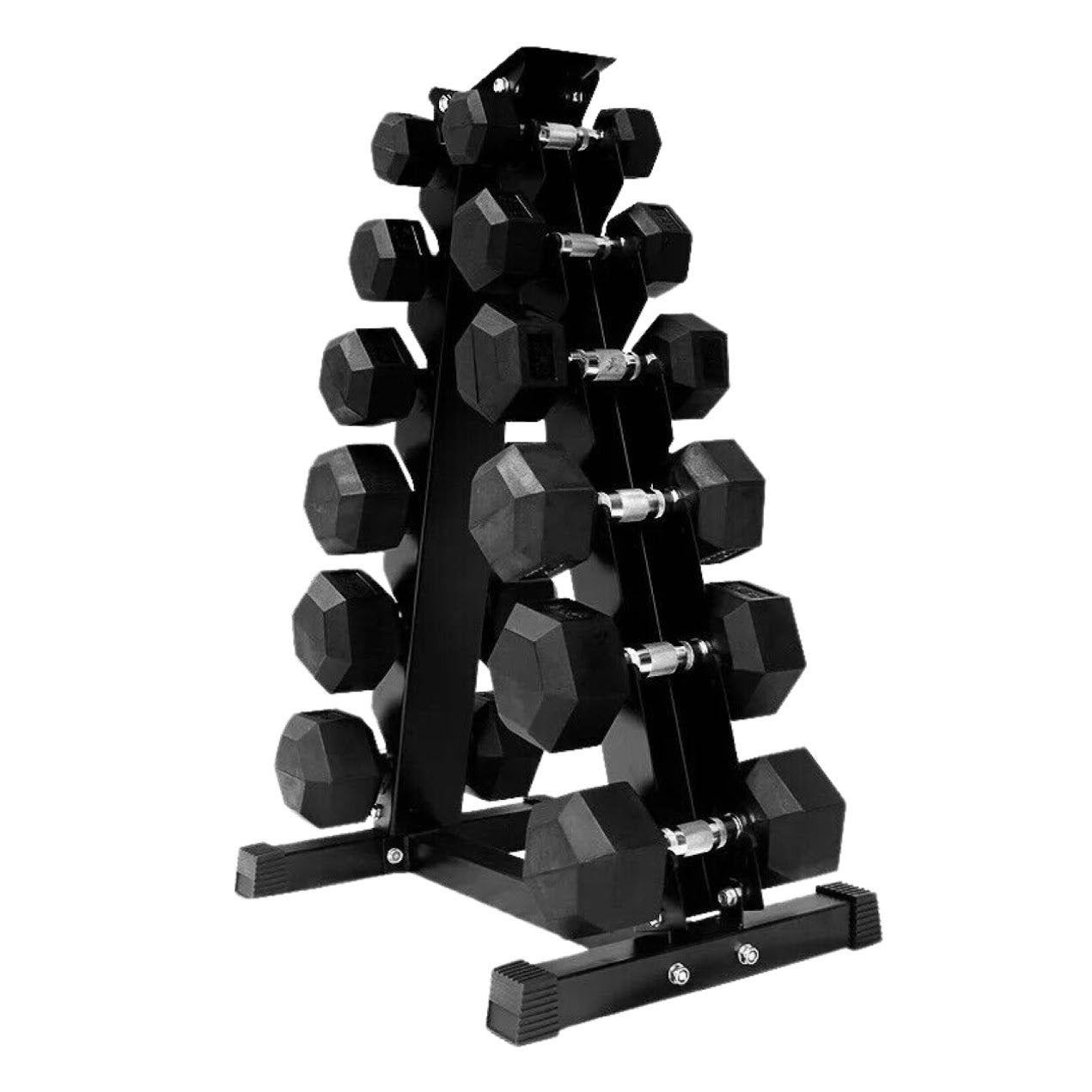 Build strength with 6-Pair Hex Dumbbells (2.5kg–15kg) – Rubber-Coated, Anti-Roll Weights with Optional Vertical Rack for Compact Storage & Home Gym Workouts