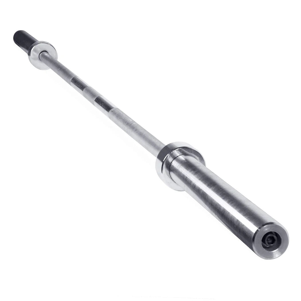 Silver barbell on a white background