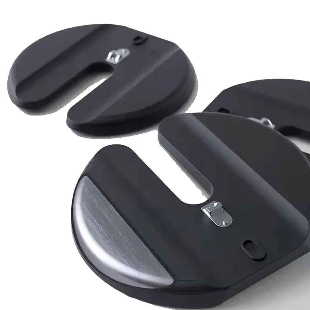 Two black car roof hooks on a white background