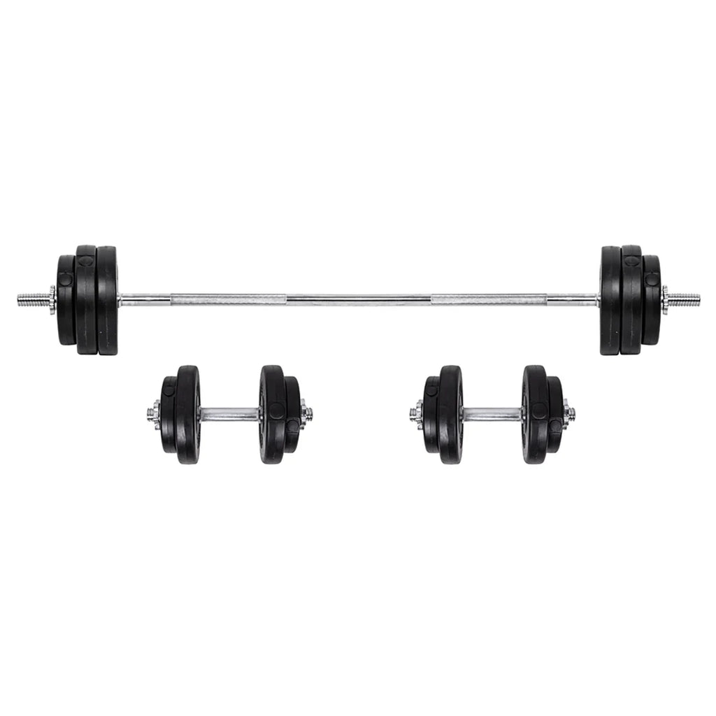 Barbell with weight plates on a white background