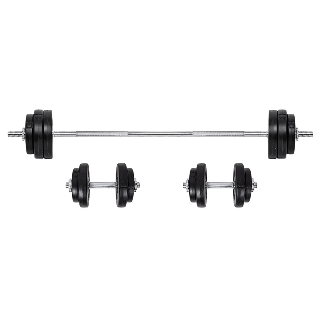 Barbell with weight plates on a white background