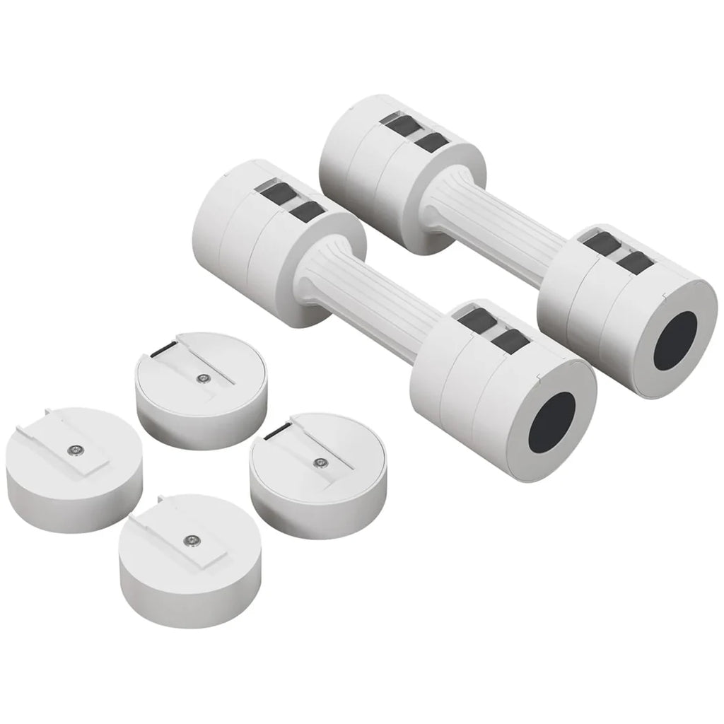 Set of white dumbbells on a white background
