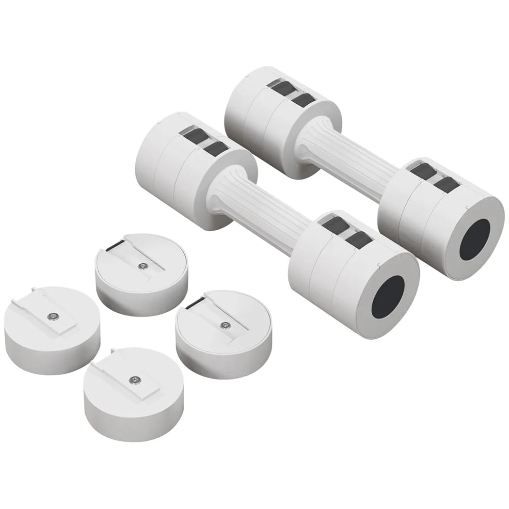 Set of white dumbbells on a white background