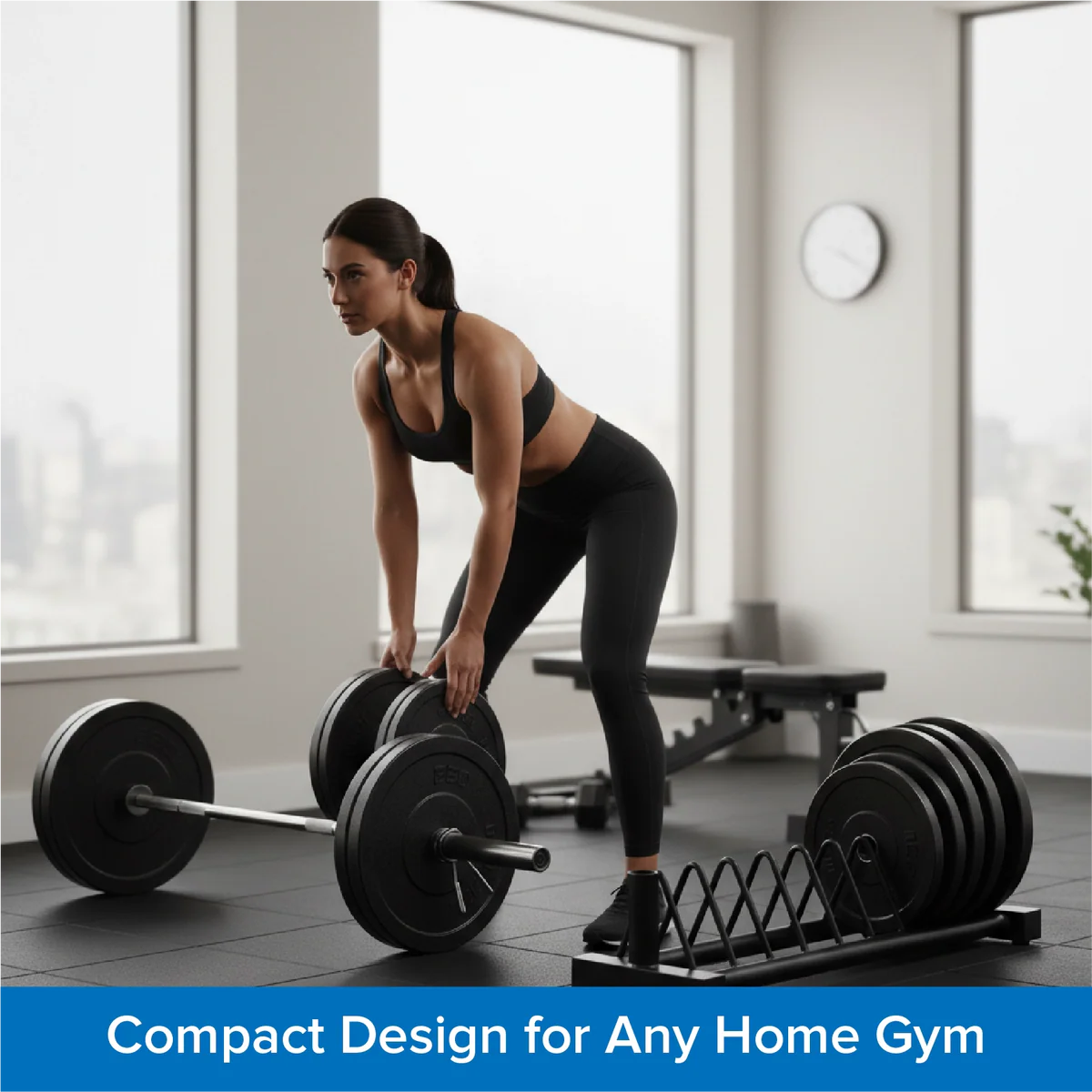Portable Horizontal Weight Plate & Barbell Rack, Heavy-Duty Steel Storage Organizer with Wheels for Olympic & Standard Plates Home Gym