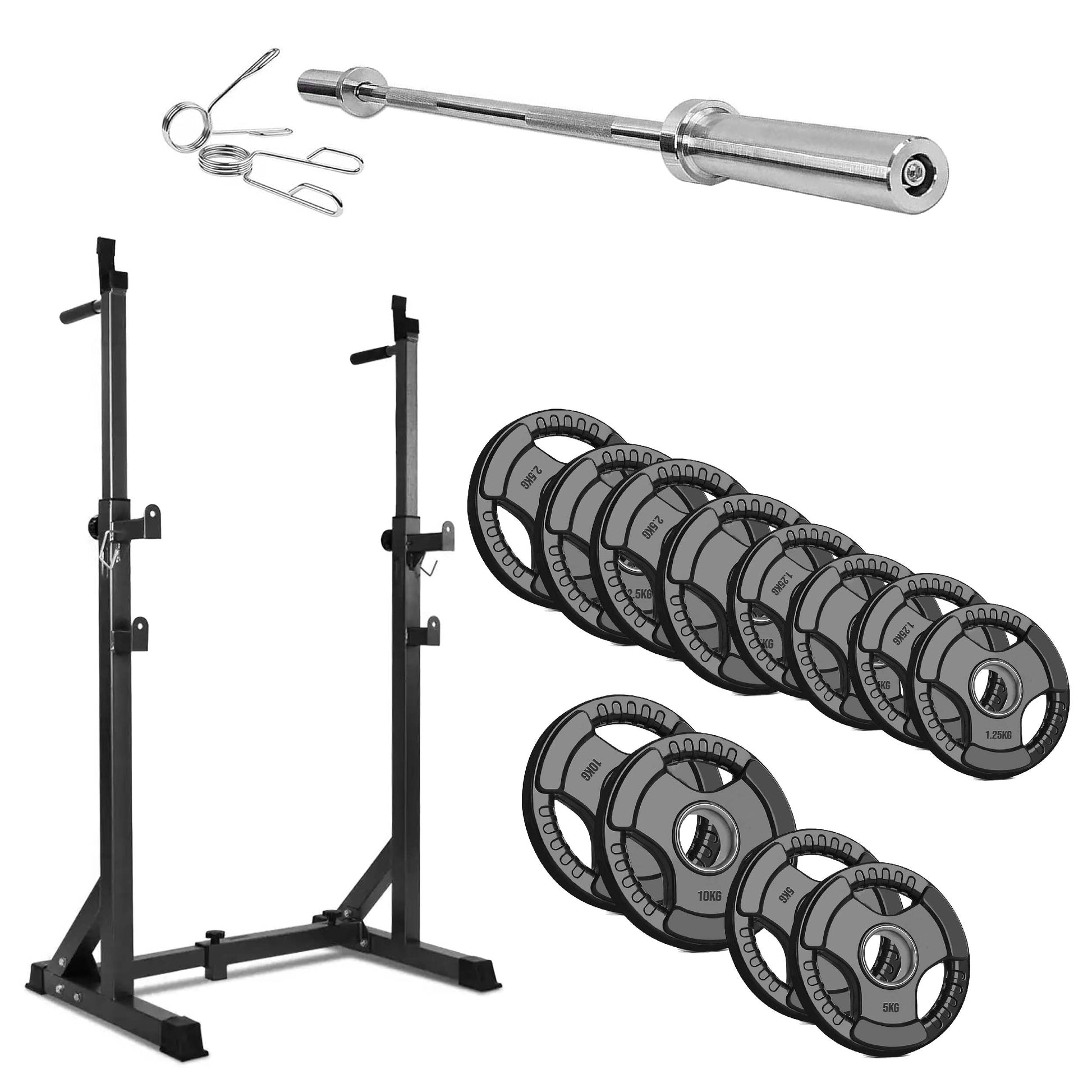 Adjustable Half Squat Rack | Heavy-Duty Barbell Stand with Dip Handles & Safety Spotters | 200KG Capacity for Strength Training