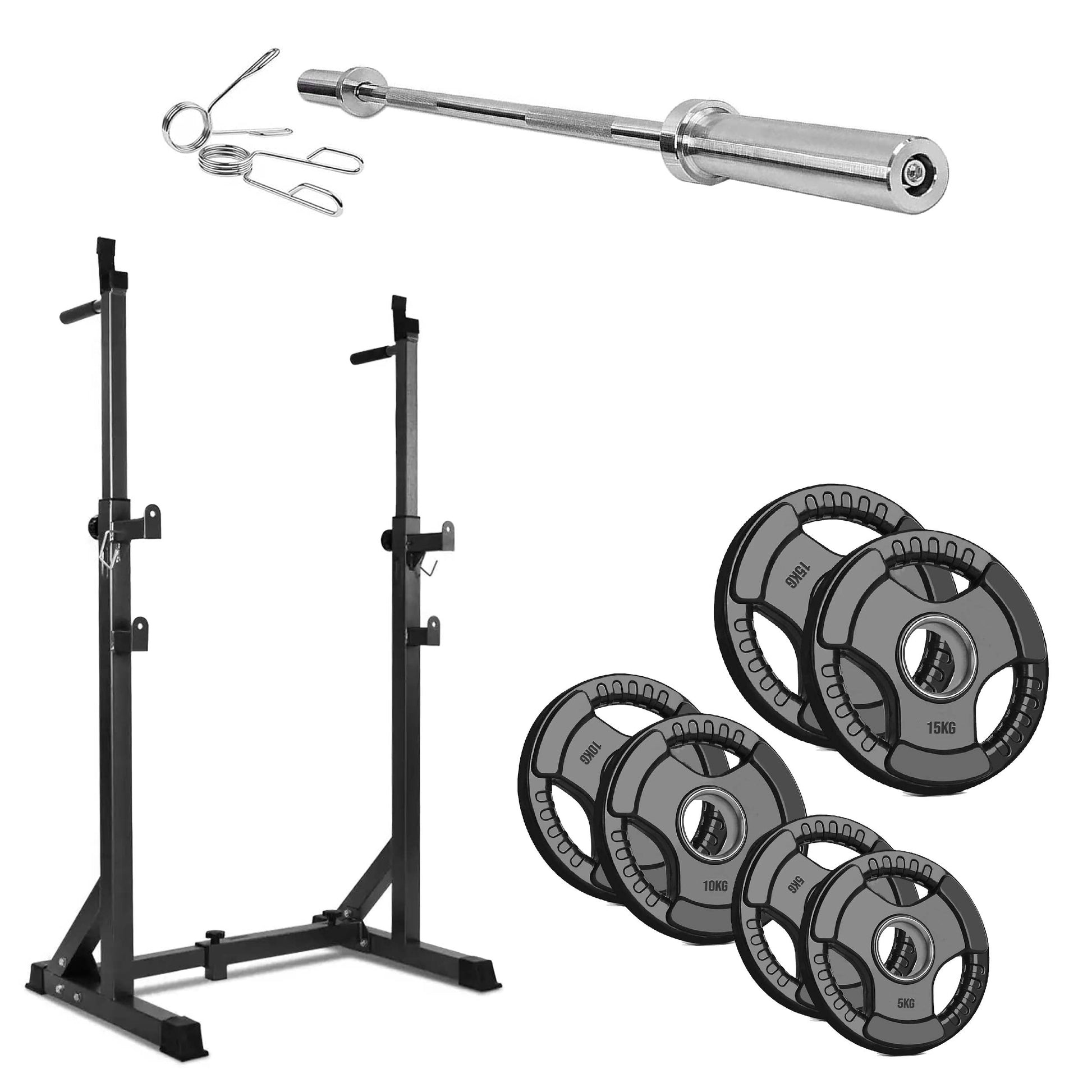 Adjustable Half Squat Rack | Heavy-Duty Barbell Stand with Dip Handles & Safety Spotters | 200KG Capacity for Strength Training