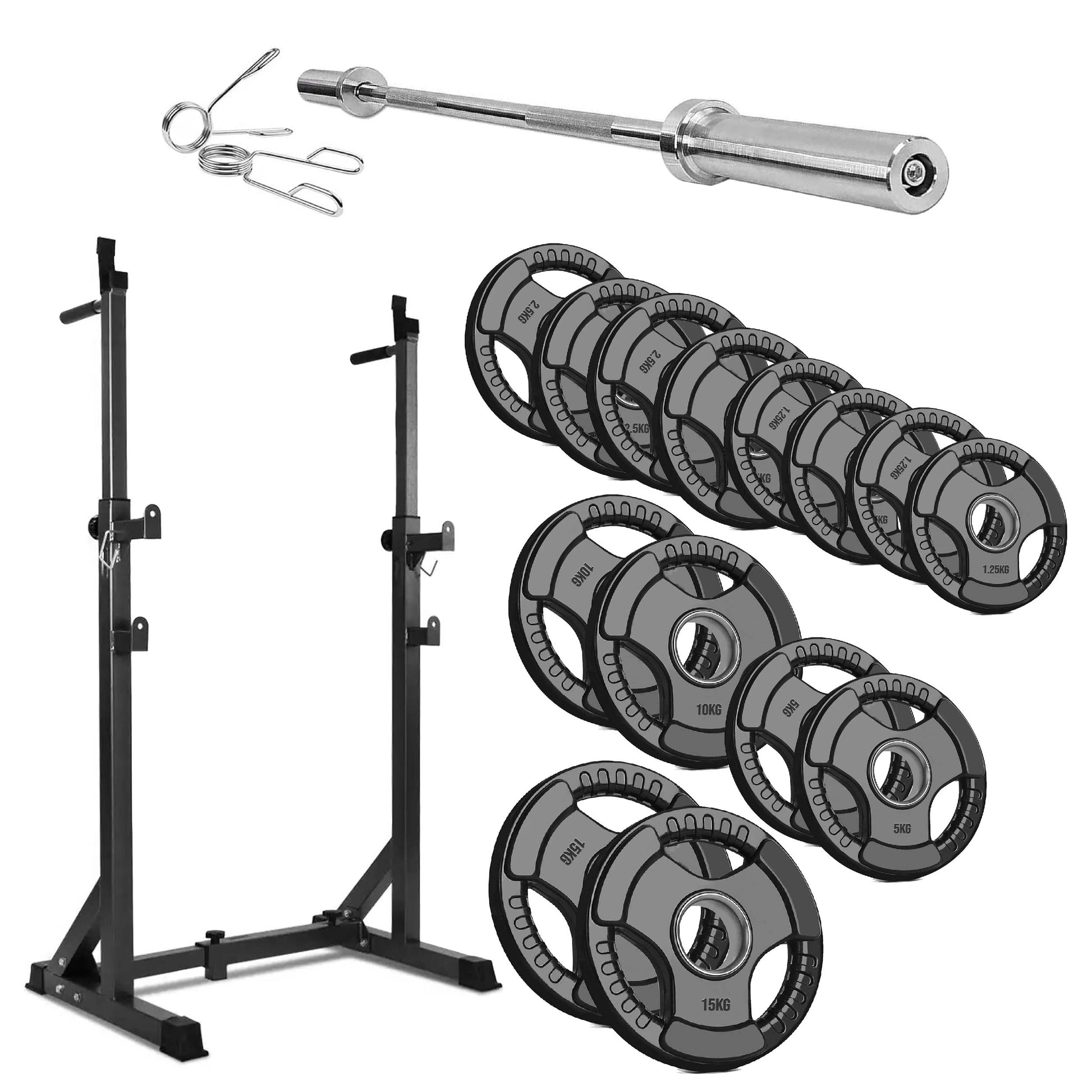Adjustable Half Squat Rack | Heavy-Duty Barbell Stand with Dip Handles & Safety Spotters | 200KG Capacity for Strength Training
