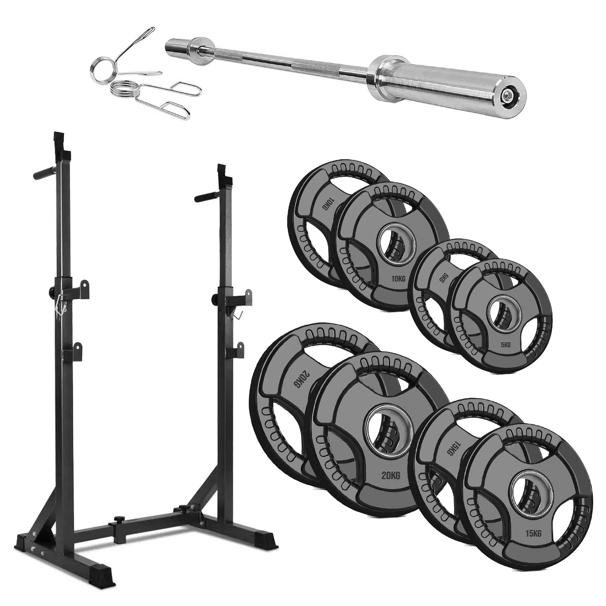 Adjustable Half Squat Rack | Heavy-Duty Barbell Stand with Dip Handles & Safety Spotters | 200KG Capacity for Strength Training