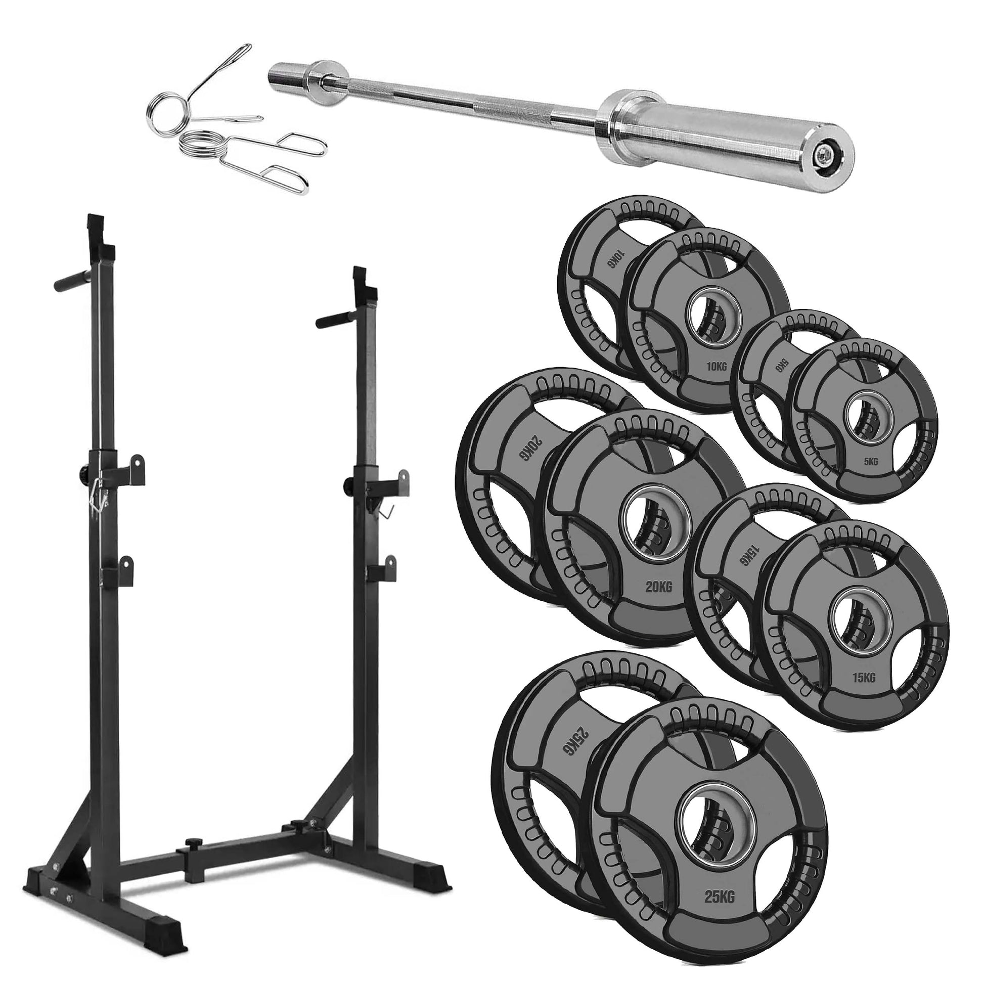 Adjustable Half Squat Rack | Heavy-Duty Barbell Stand with Dip Handles & Safety Spotters | 200KG Capacity for Strength Training