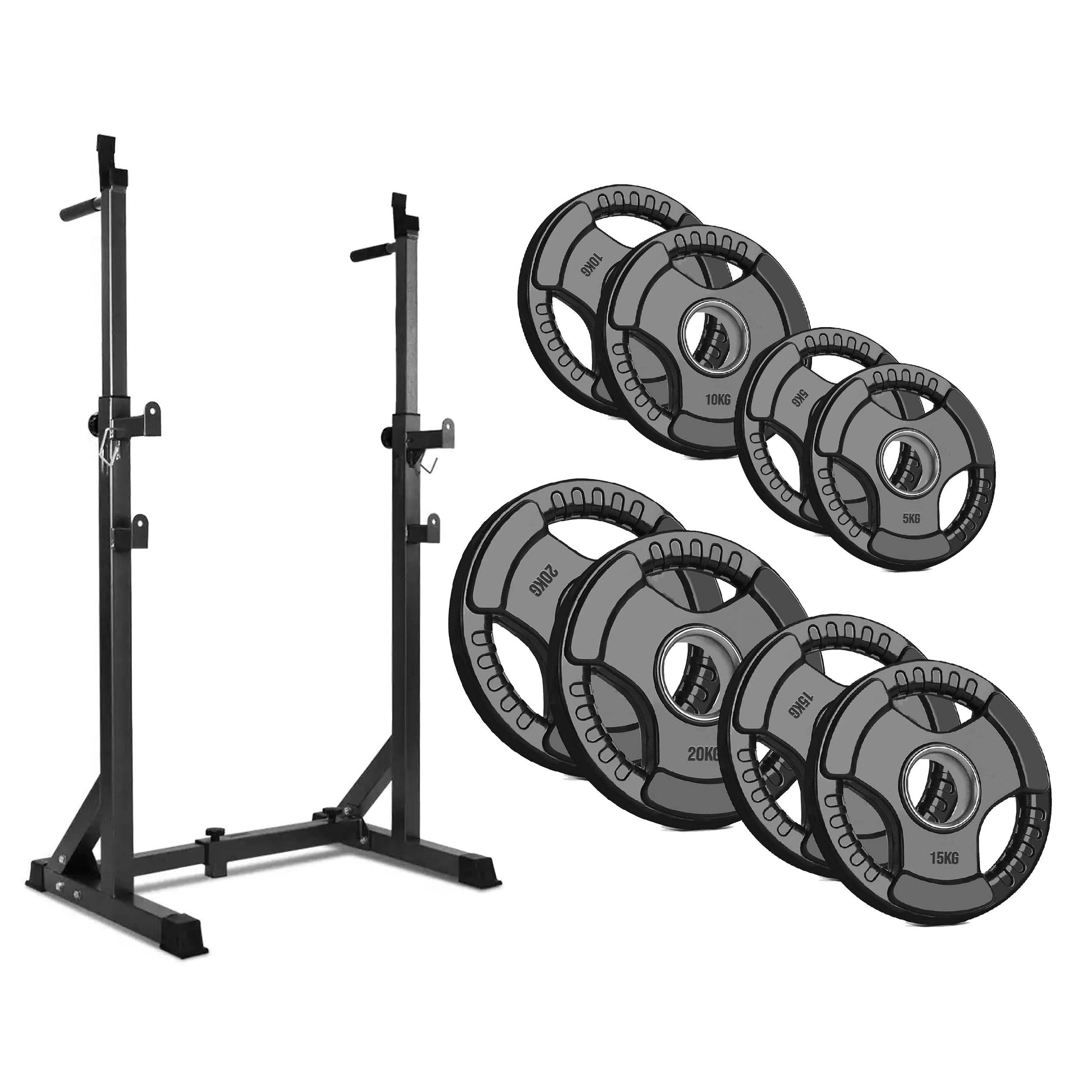 Adjustable Half Squat Rack | Heavy-Duty Barbell Stand with Dip Handles & Safety Spotters | 200KG Capacity for Strength Training