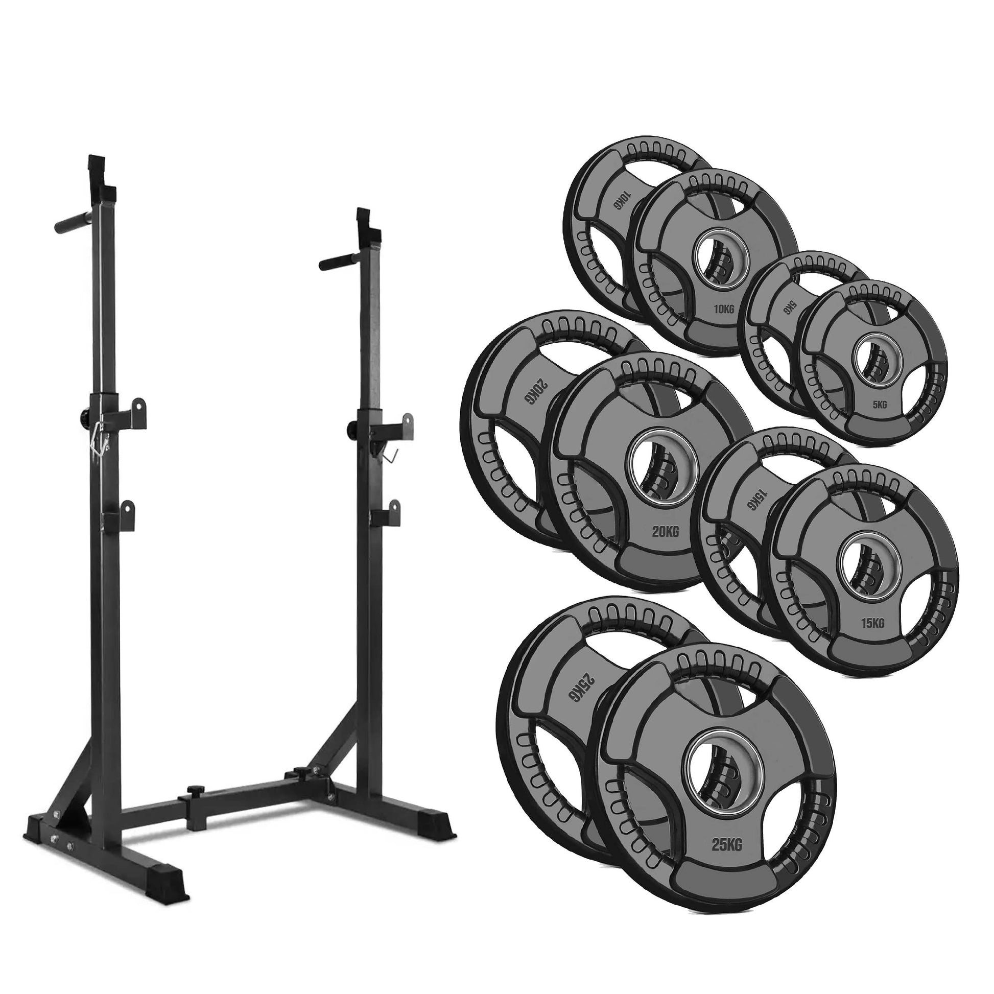 Adjustable Half Squat Rack | Heavy-Duty Barbell Stand with Dip Handles & Safety Spotters | 200KG Capacity for Strength Training
