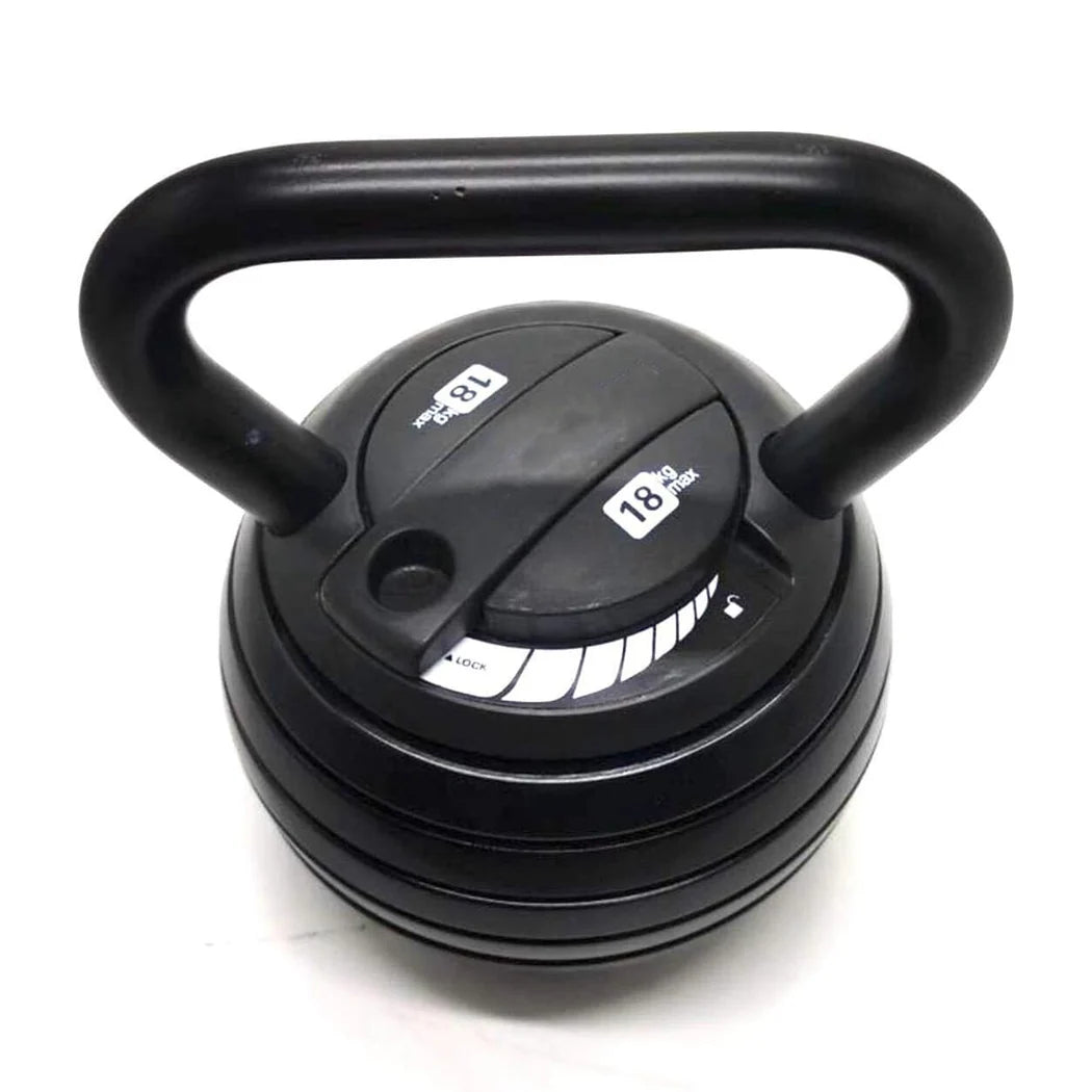 Black adjustable dumbbell on a white background