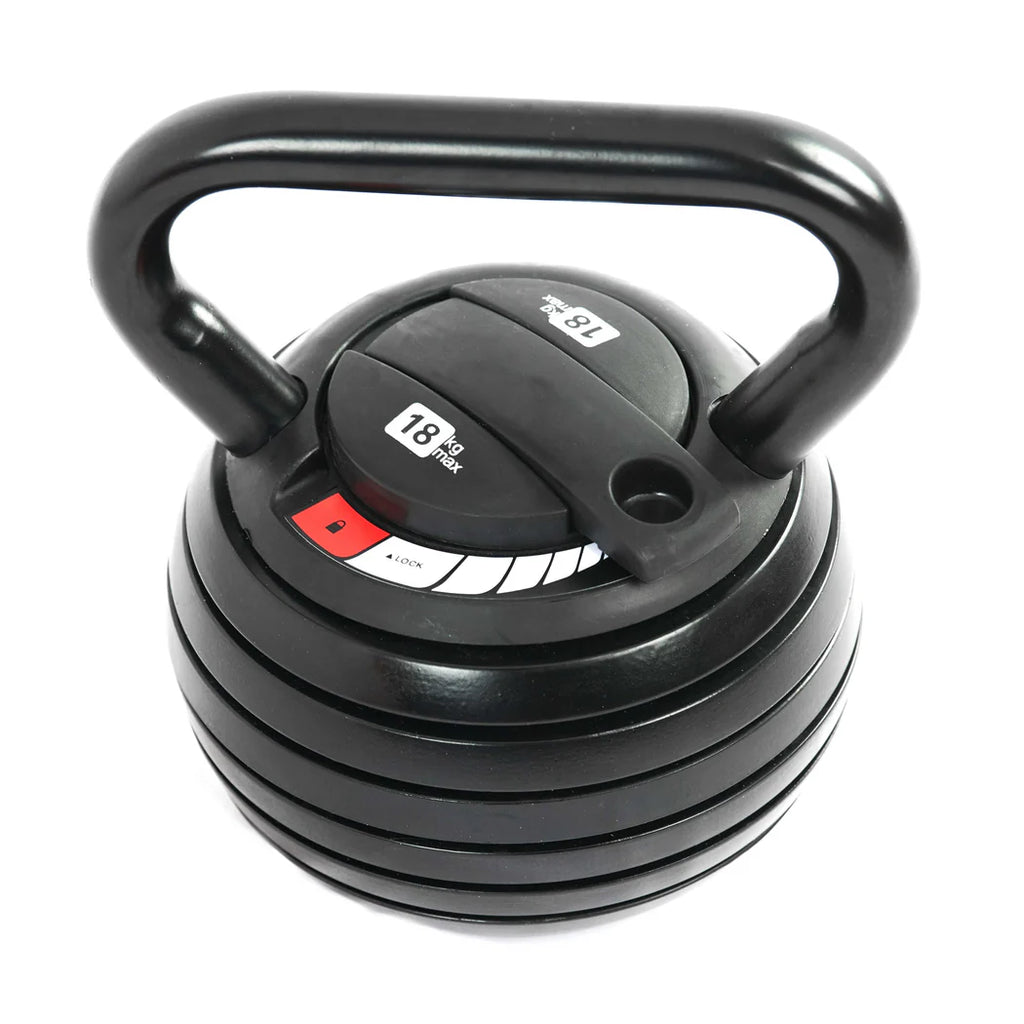 Black adjustable dumbbell on a white background