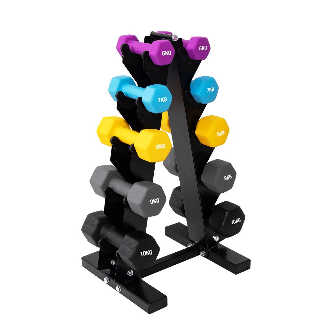 Heavy Duty Neoprene Dumbbell Rack – 3/5 Tier Dumbbell Stand for Space-Saving Home Gym Storage | Dumbbells Optional