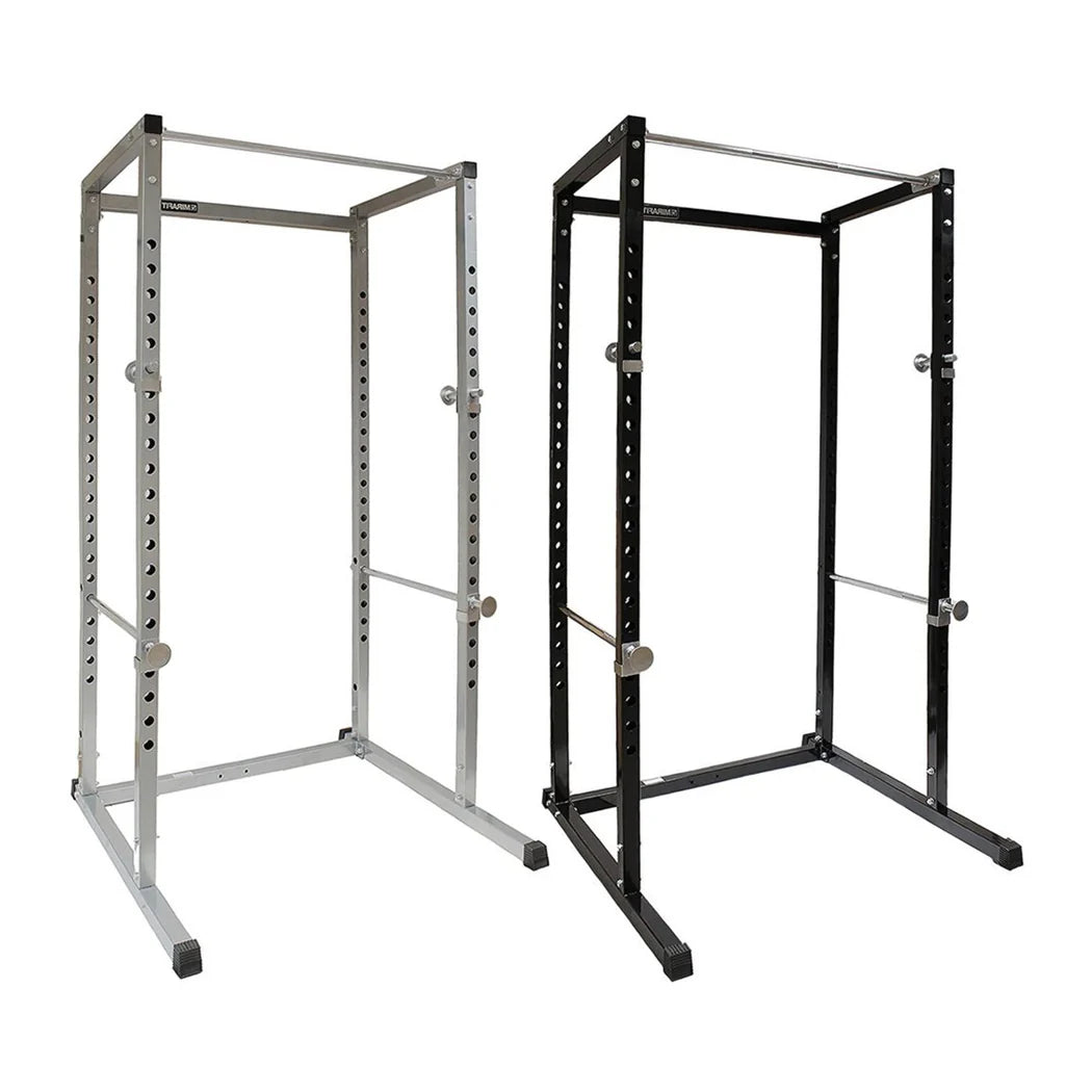 Two metal frames, one silver and one black, on a white background