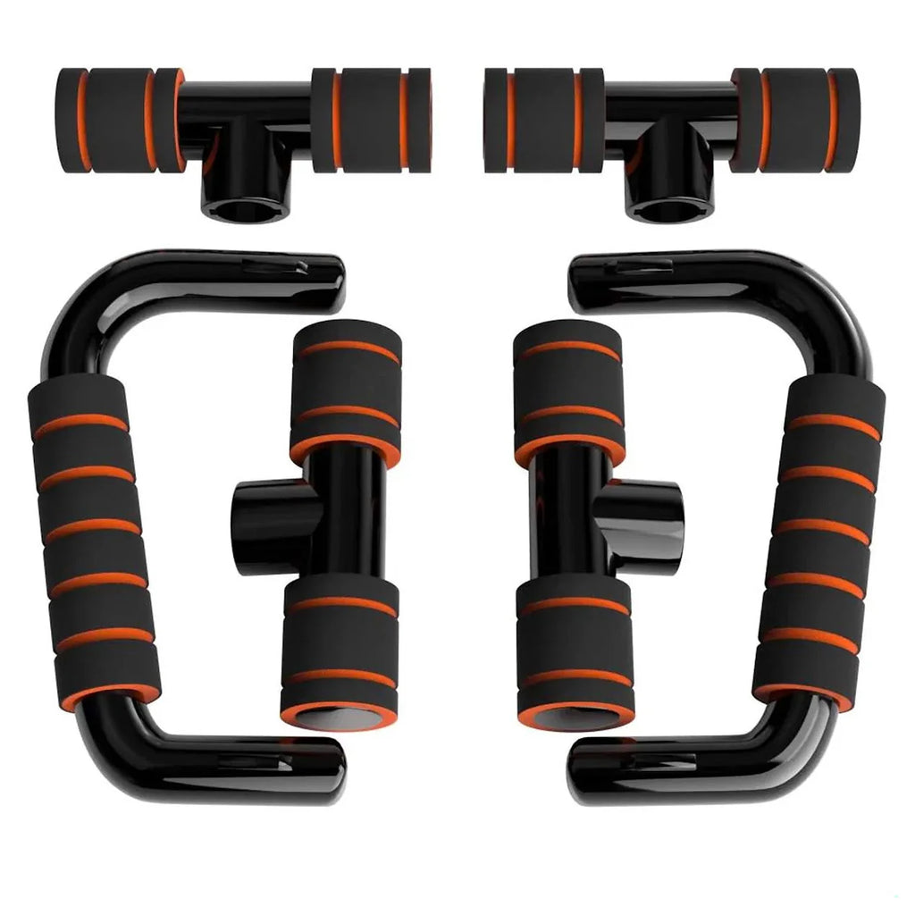 Black and orange pull-up handles on a white background