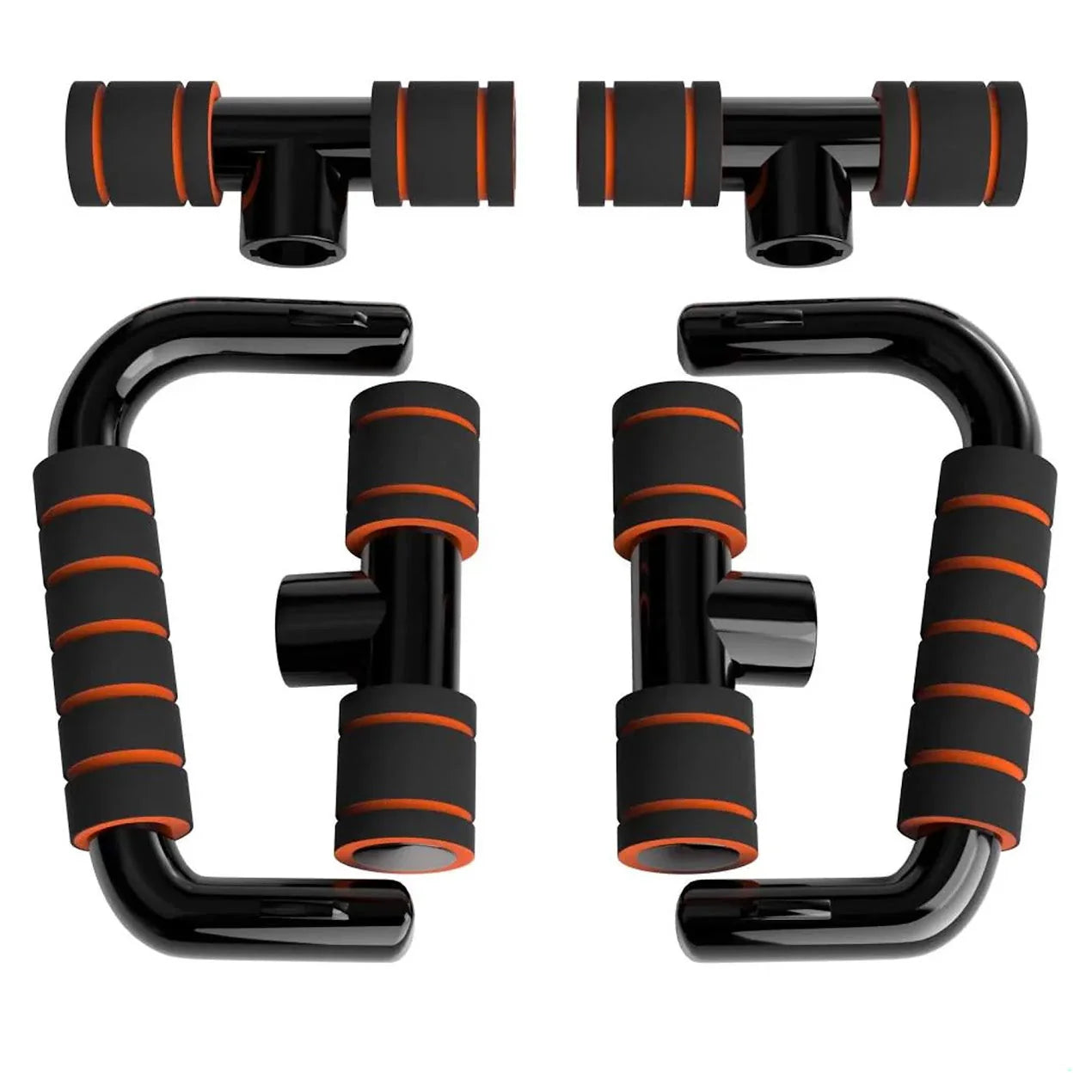 Black and orange pull-up handles on a white background